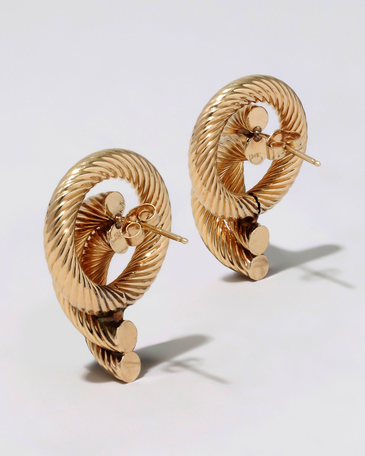 Vintage 14k Gold Twisted Rope Hoop Earrings - Photo 2