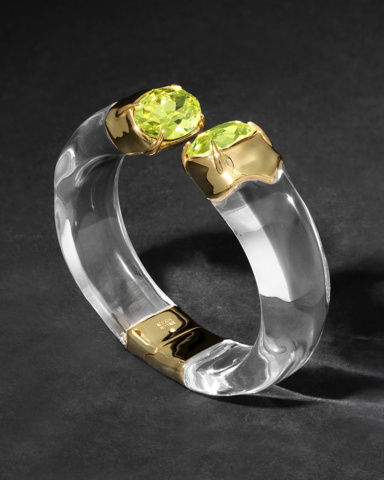 Bonbon Crystal Lucite Hinge Bracelet- Clear and Citrus - Photo 2