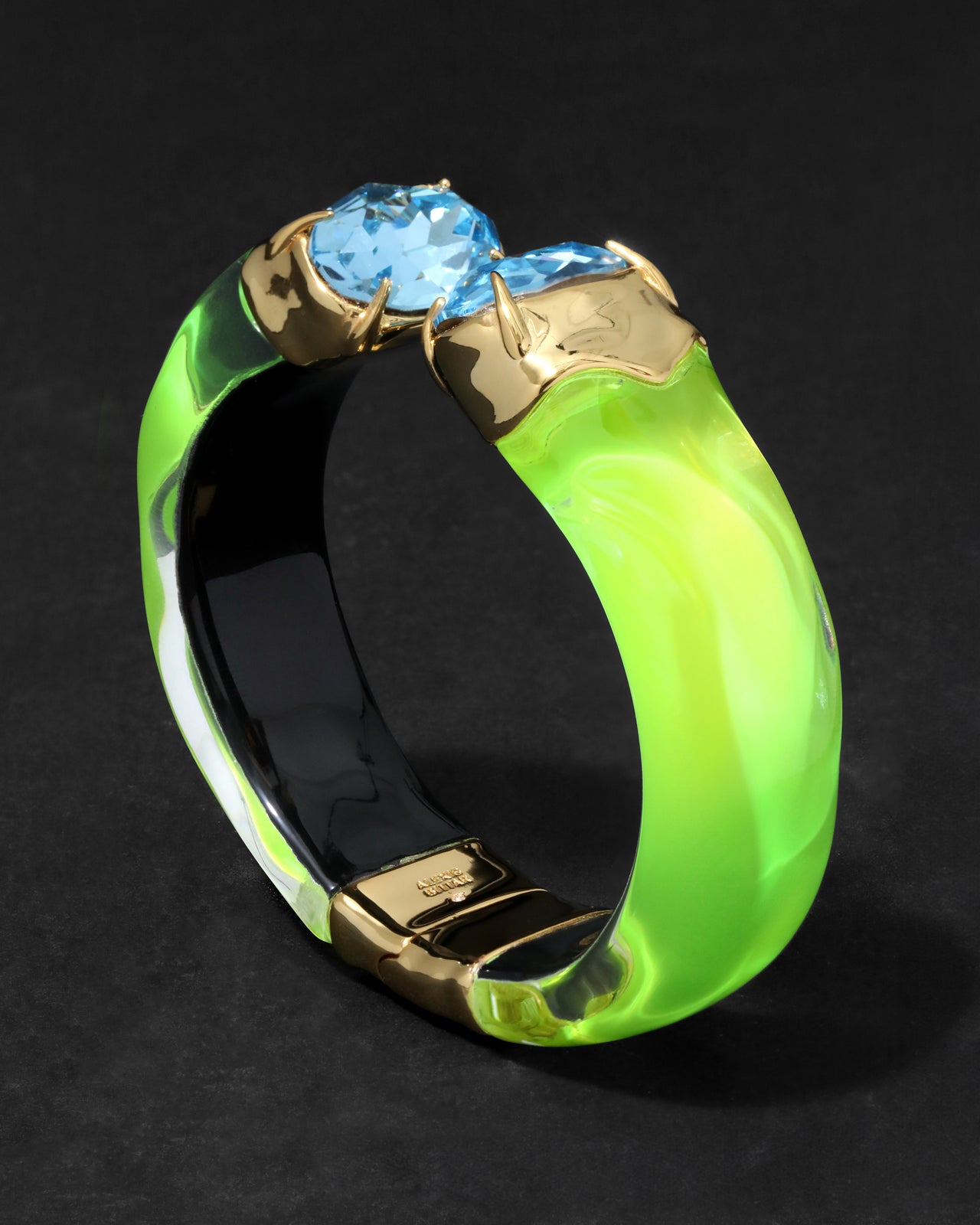 Bonbon Crystal Lucite Hinge Bracelet- Fluorescent Yellow - Photo 2