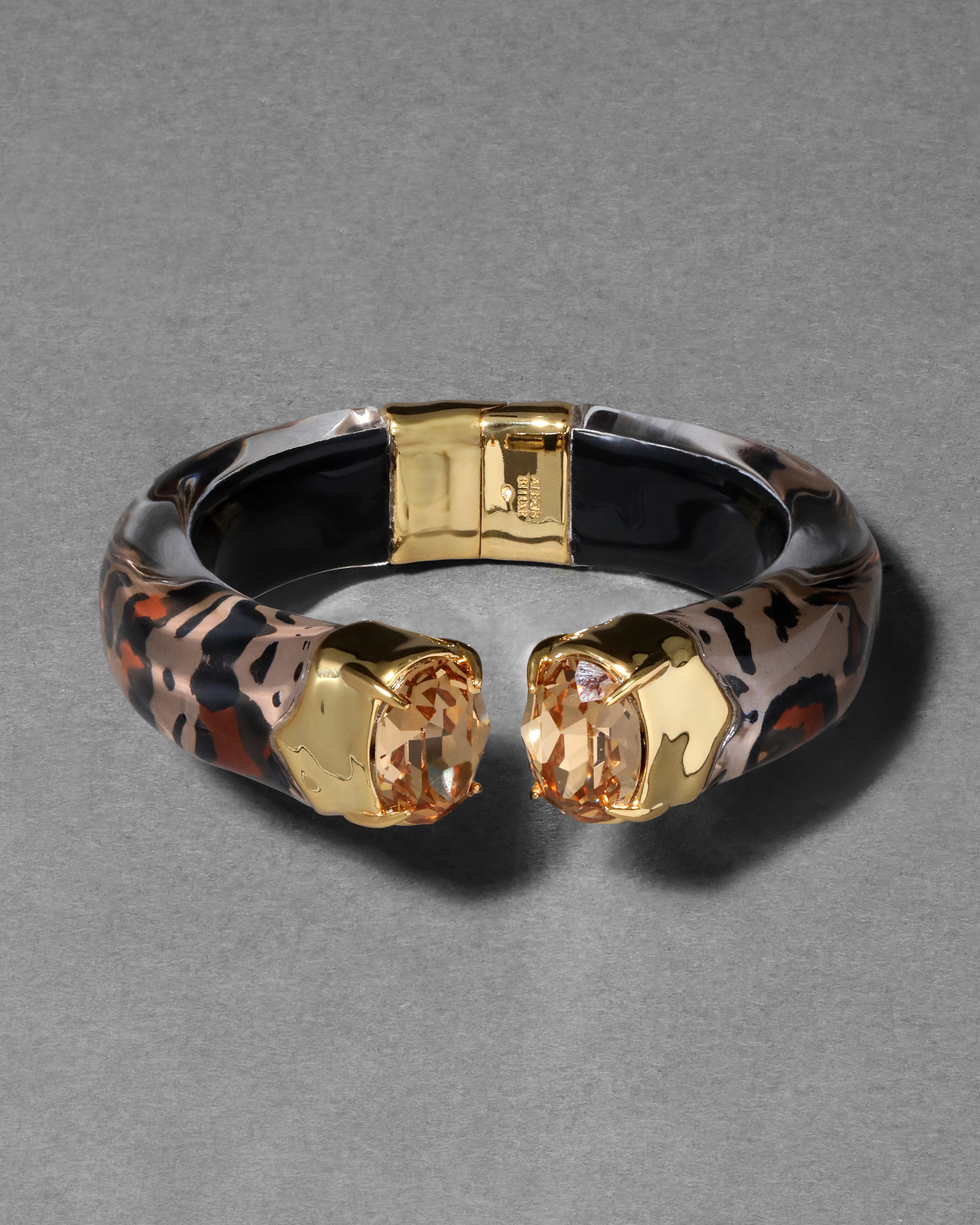 Bonbon Crystal Lucite Hinge Bracelet Leopard