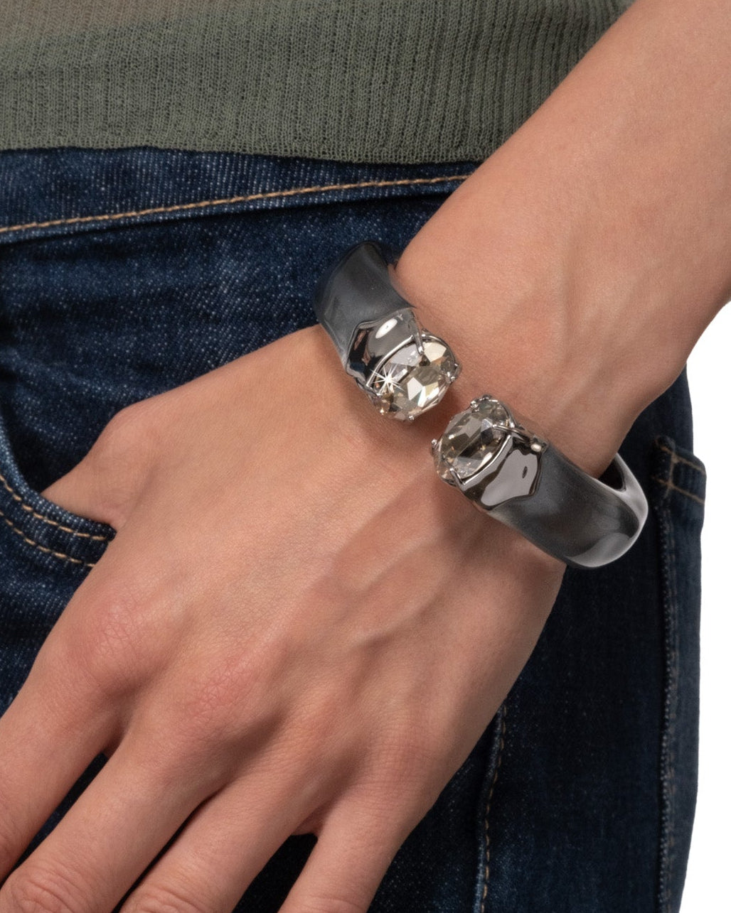 Bonbon Crystal Lucite Hinge Bracelet- Mercury - Photo 2