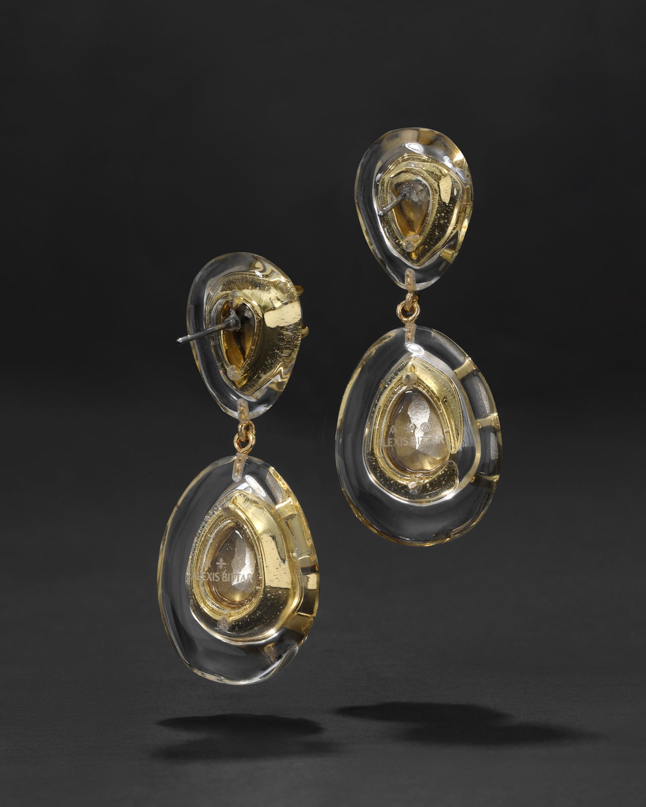 Bonbon Crystal Lucite Teardrop Post Earring- Clear - Photo 2