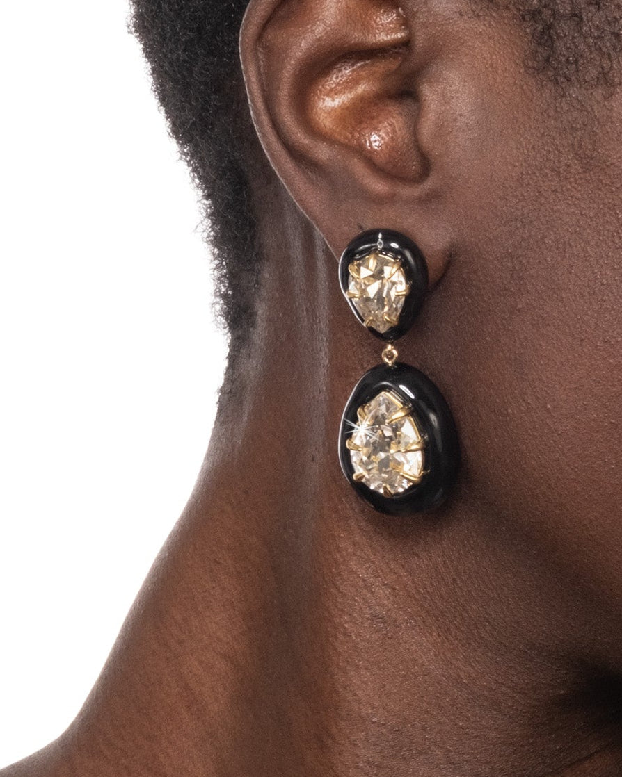 Bonbon Crystal Lucite Teardrop Post Earring- Onyx - Photo 2