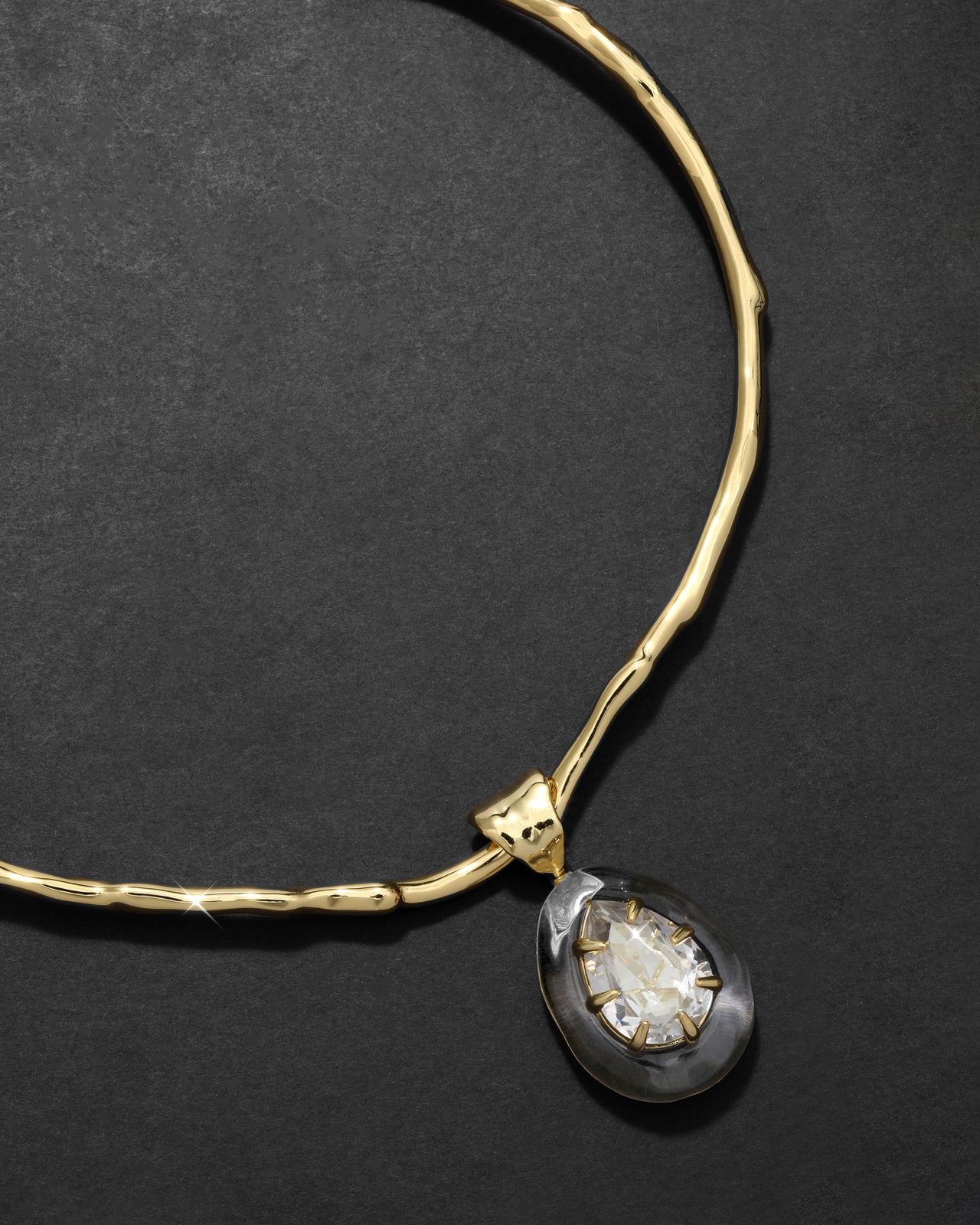 Bonbon Crystal Teardrop Lucite Collar Necklace- Clear - Photo 2