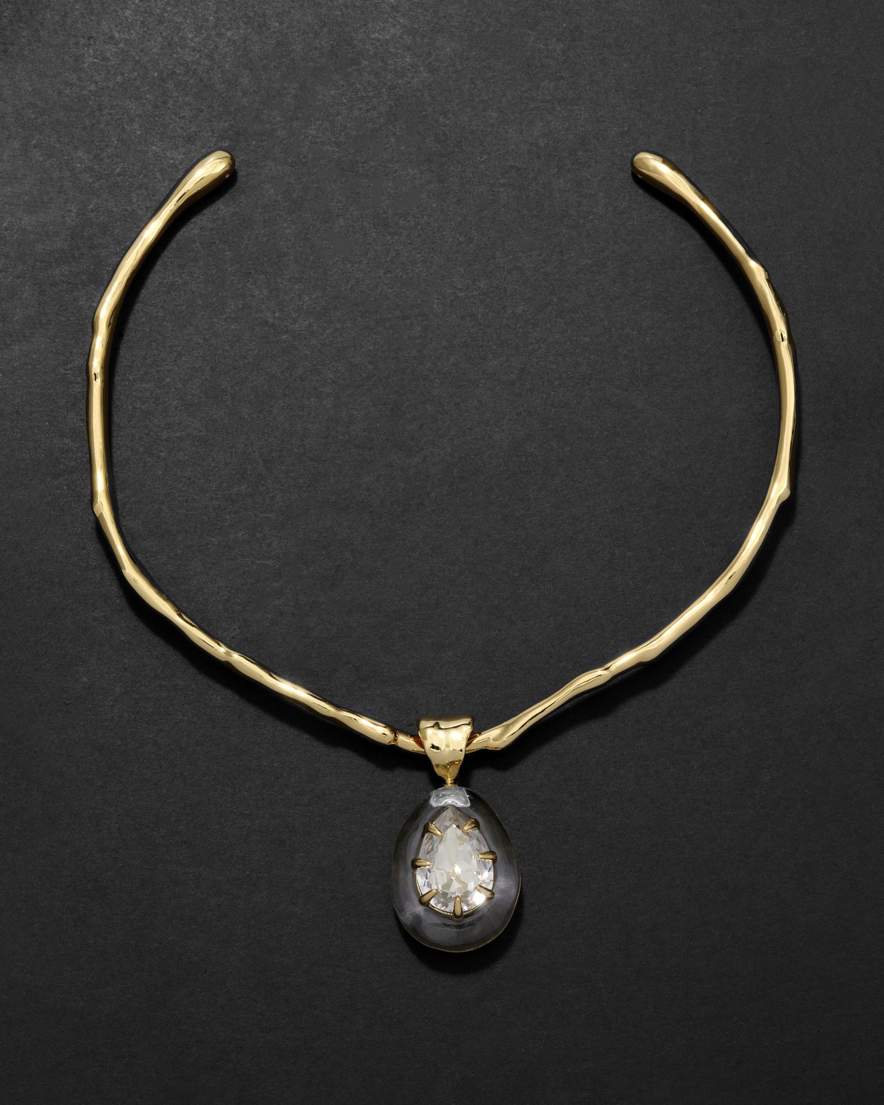Bonbon Crystal Teardrop Lucite Collar Necklace- Clear - Photo 2