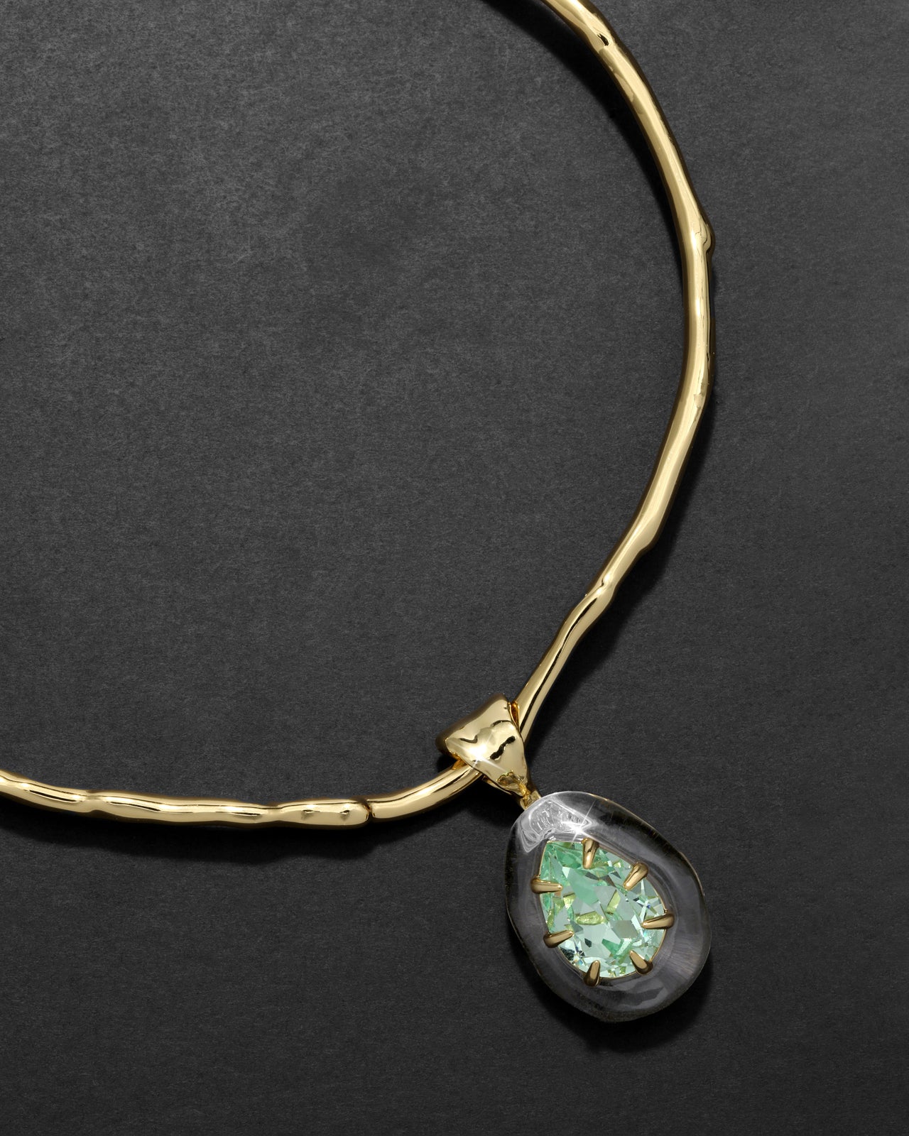 Bonbon Crystal Teardrop Lucite Collar Necklace- Clear + Basil Crystal - Photo 2