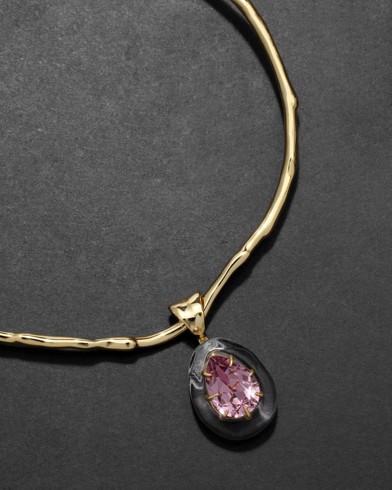 Bonbon Crystal Teardrop Lucite Collar Necklace- Clear + Petal Crystal - Photo 2