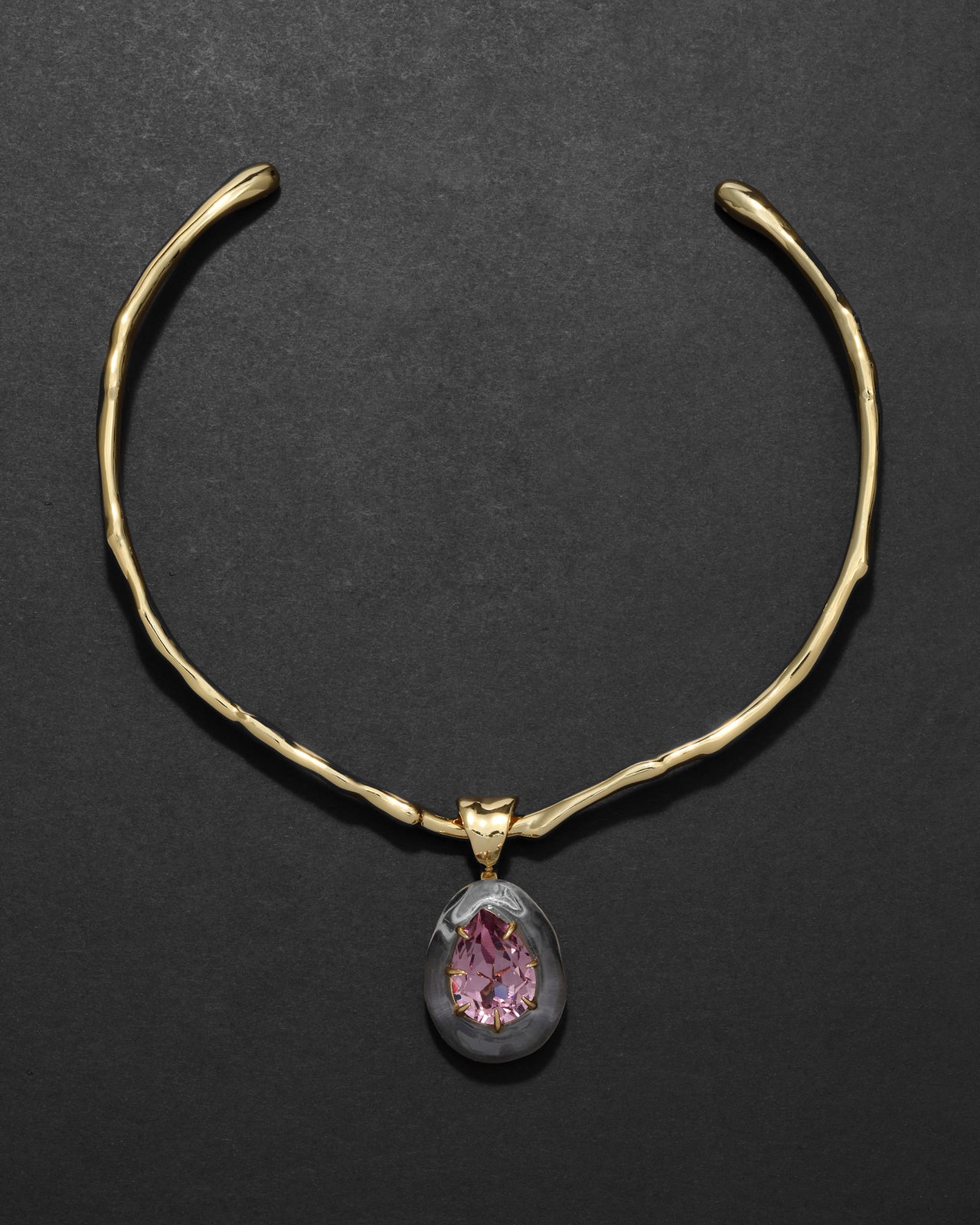 Bonbon Crystal Teardrop Lucite Collar Necklace- Clear + Petal Crystal - Photo 2