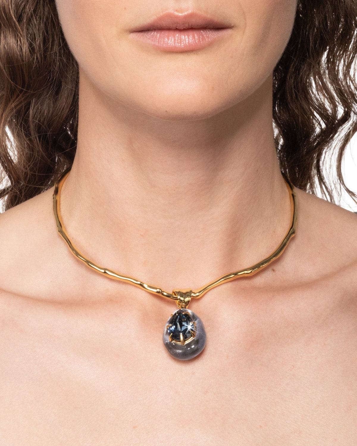 Bonbon Crystal Teardrop Lucite Collar Necklace- Frozen Mist - Photo 2