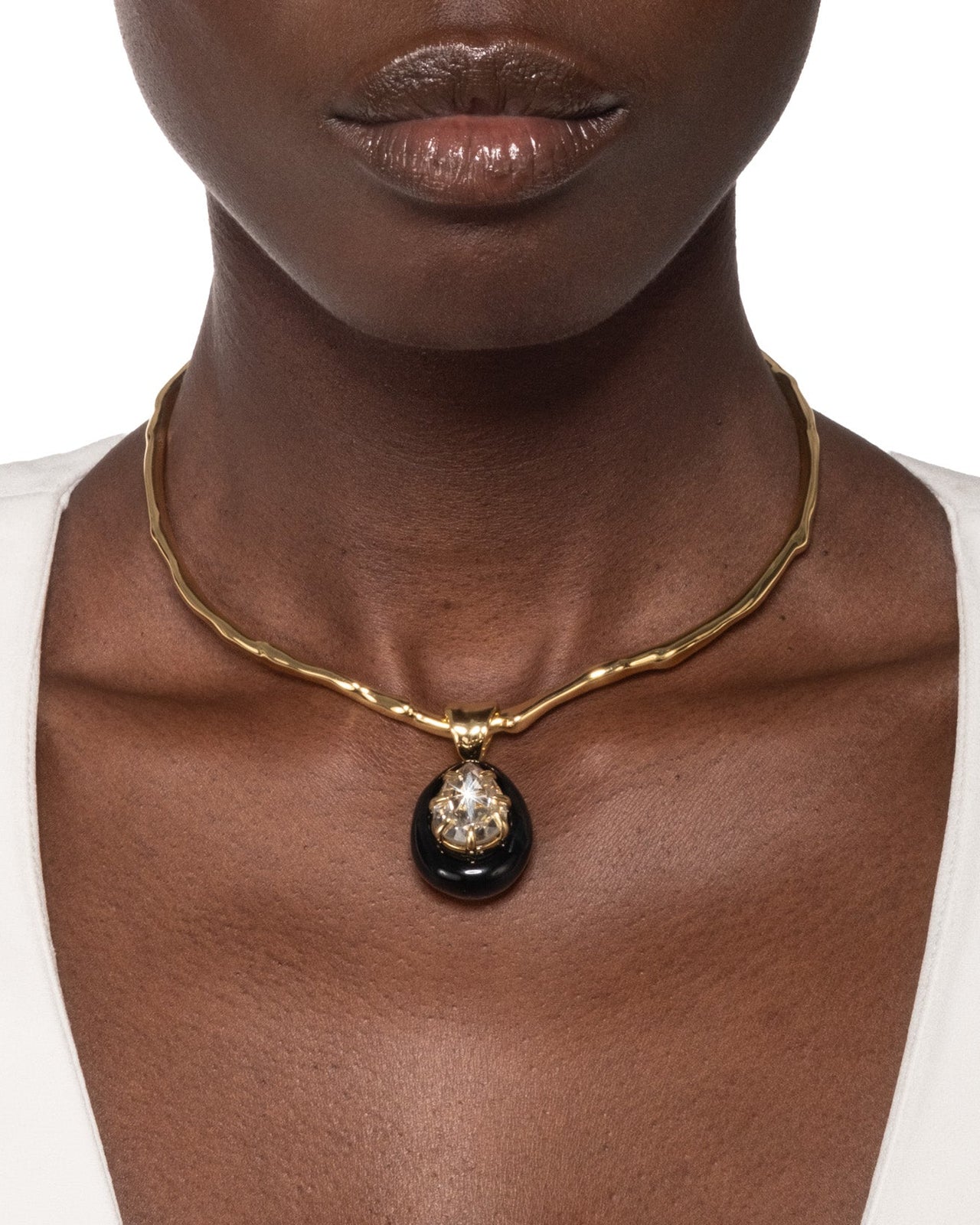 Bonbon Crystal Teardrop Lucite Collar Necklace- Onyx - Photo 2