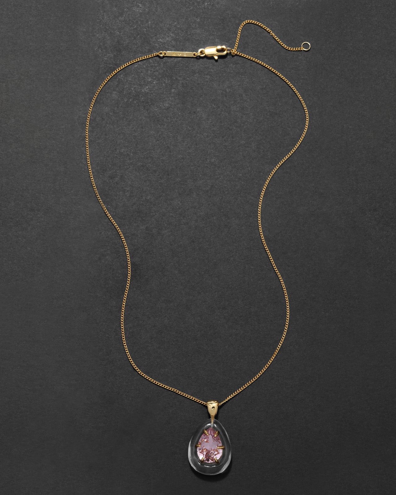 Bonbon Crystal Teardrop Lucite Pendant Necklace- Clear + Petal Crystal - Photo 2