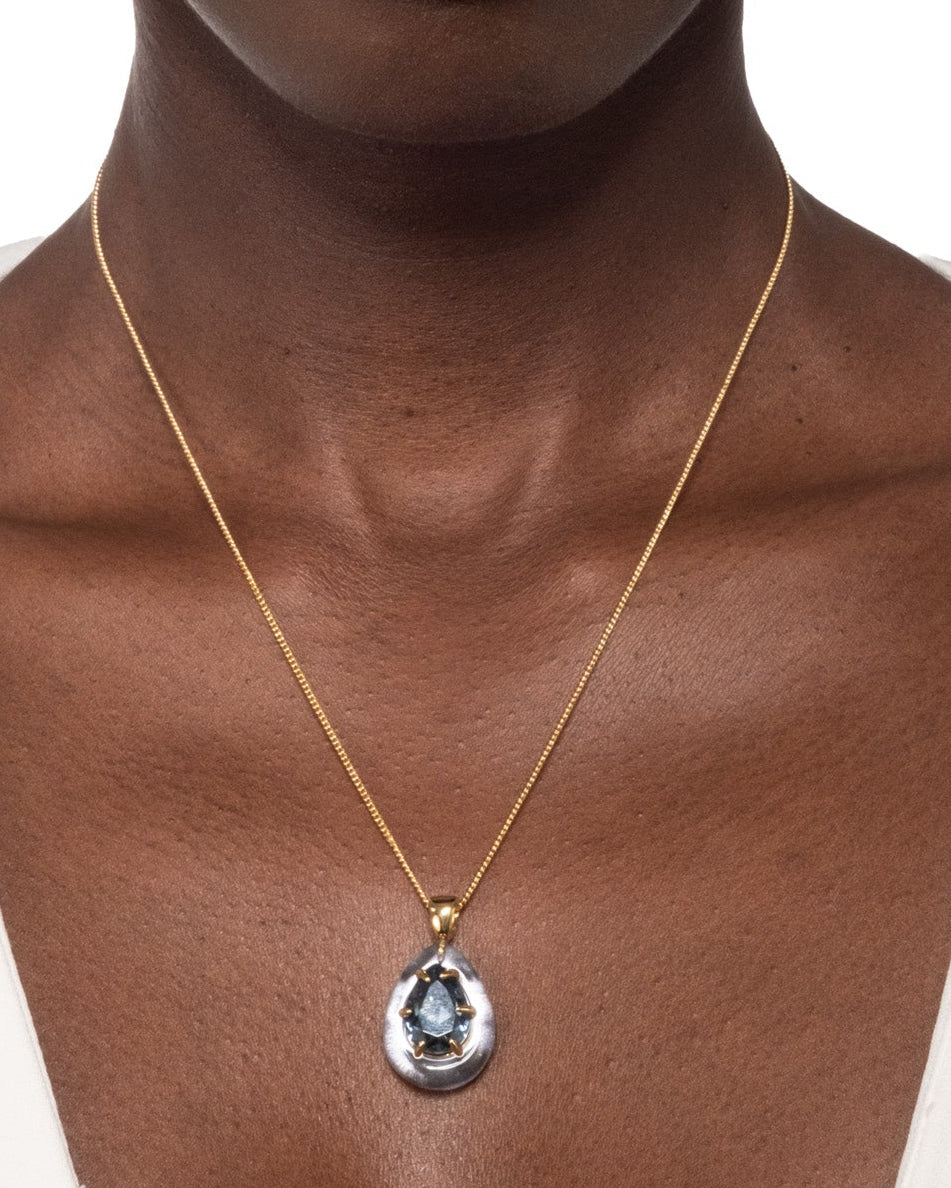 Bonbon Crystal Teardrop Lucite Pendant Necklace- Frozen Mist - Photo 2