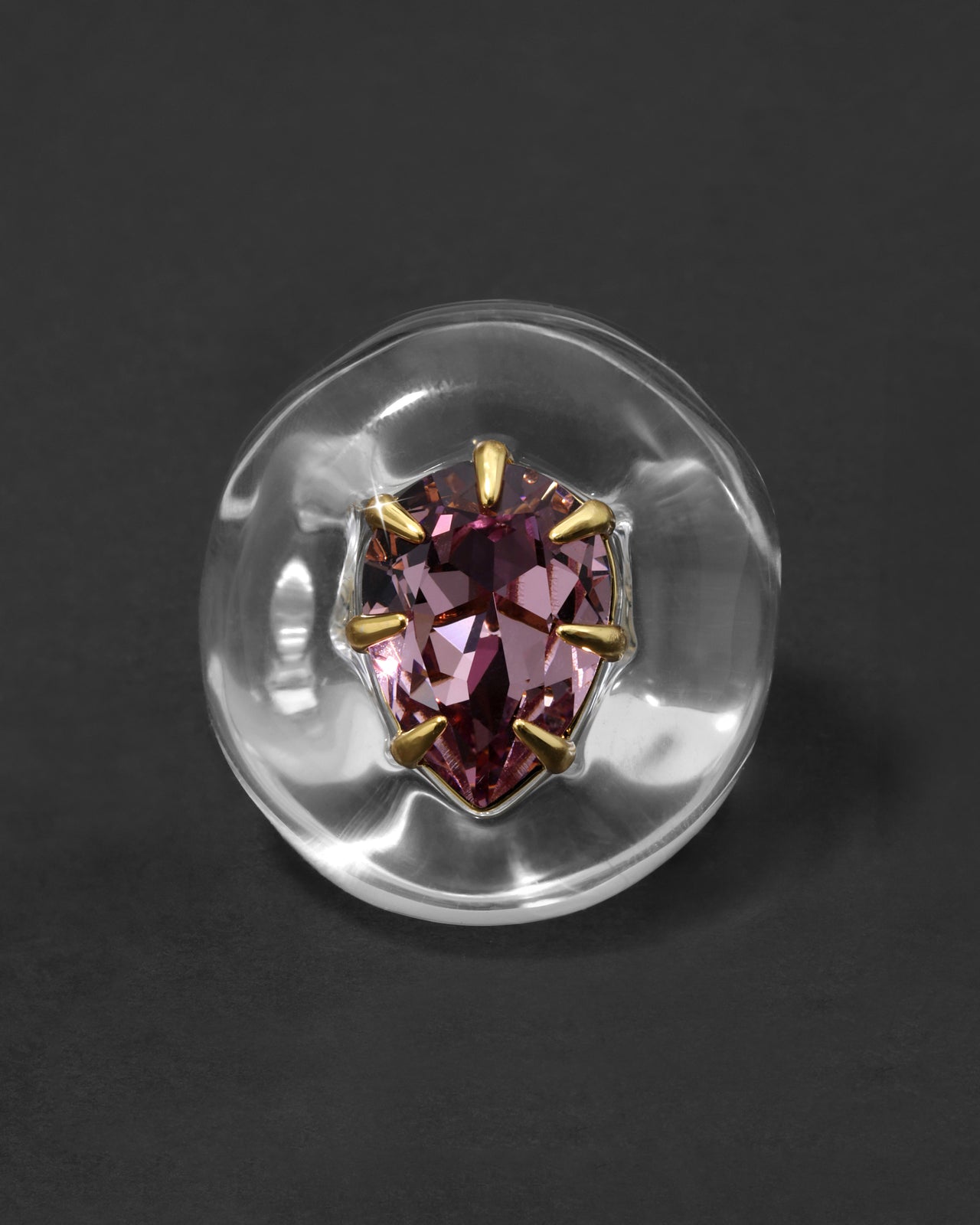 Bonbon Crystal Teardrop Lucite Ring- Clear + Petal Crystal - Photo 2