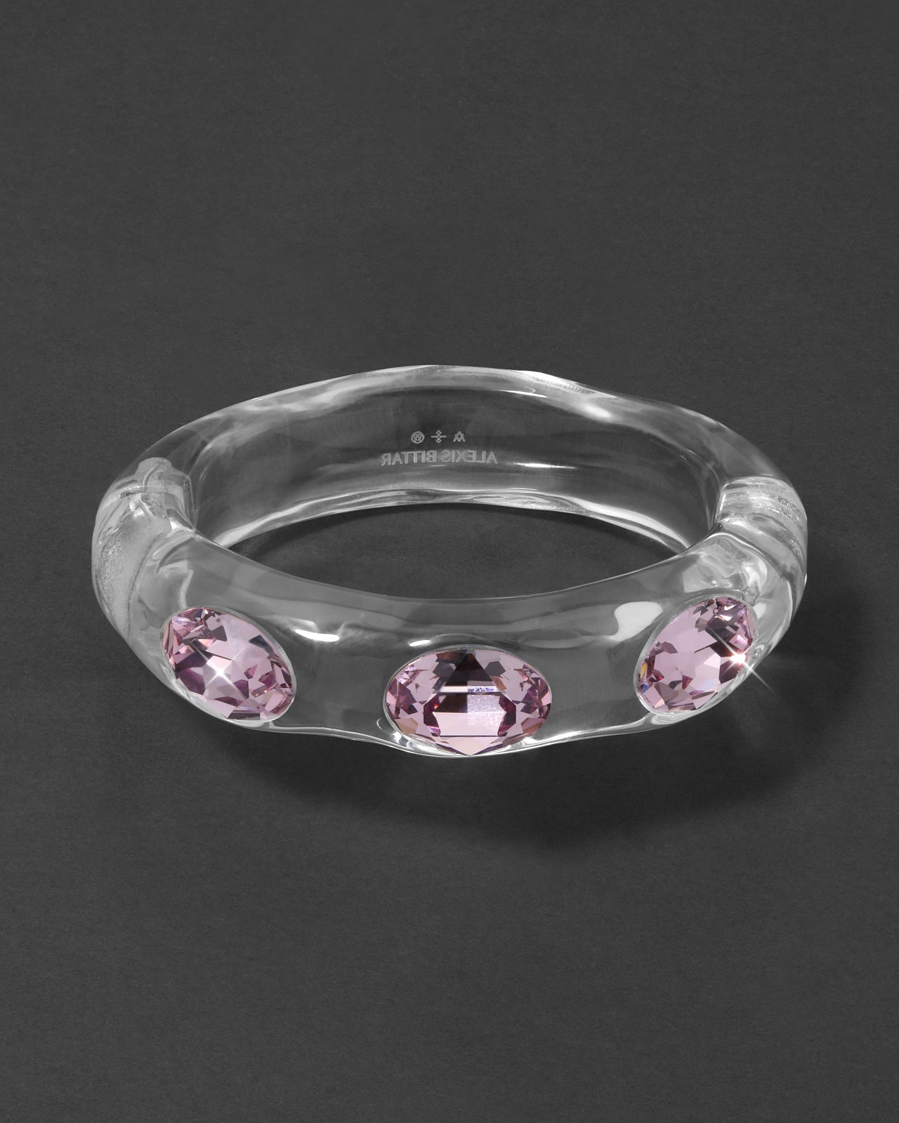 Bonbon Large Crystal Studded Lucite Hinge Bracelet- Clear + Petal Crystal - Photo 2