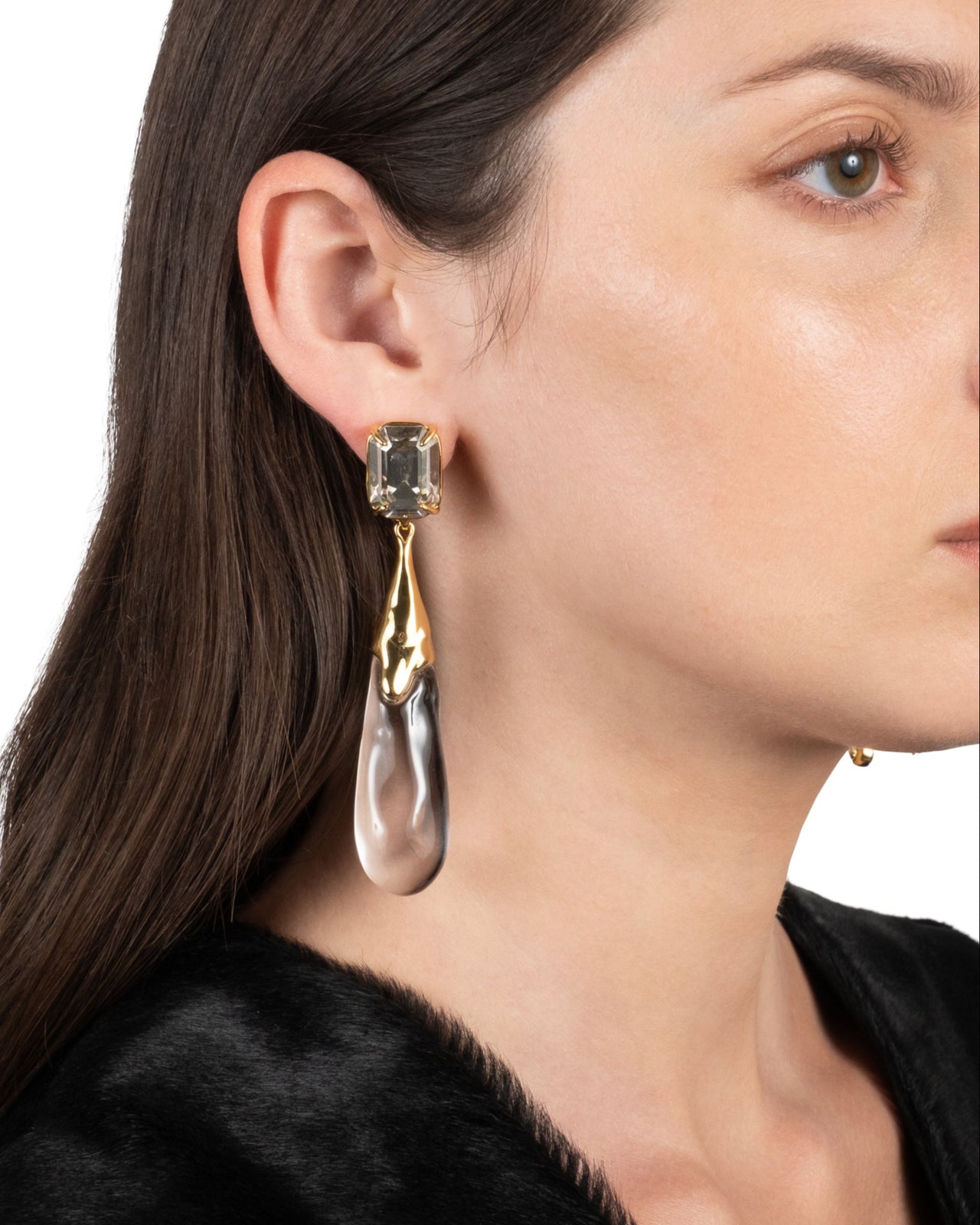 Bonbon Crystal Large Teardrop Earring- Clear - Photo 2