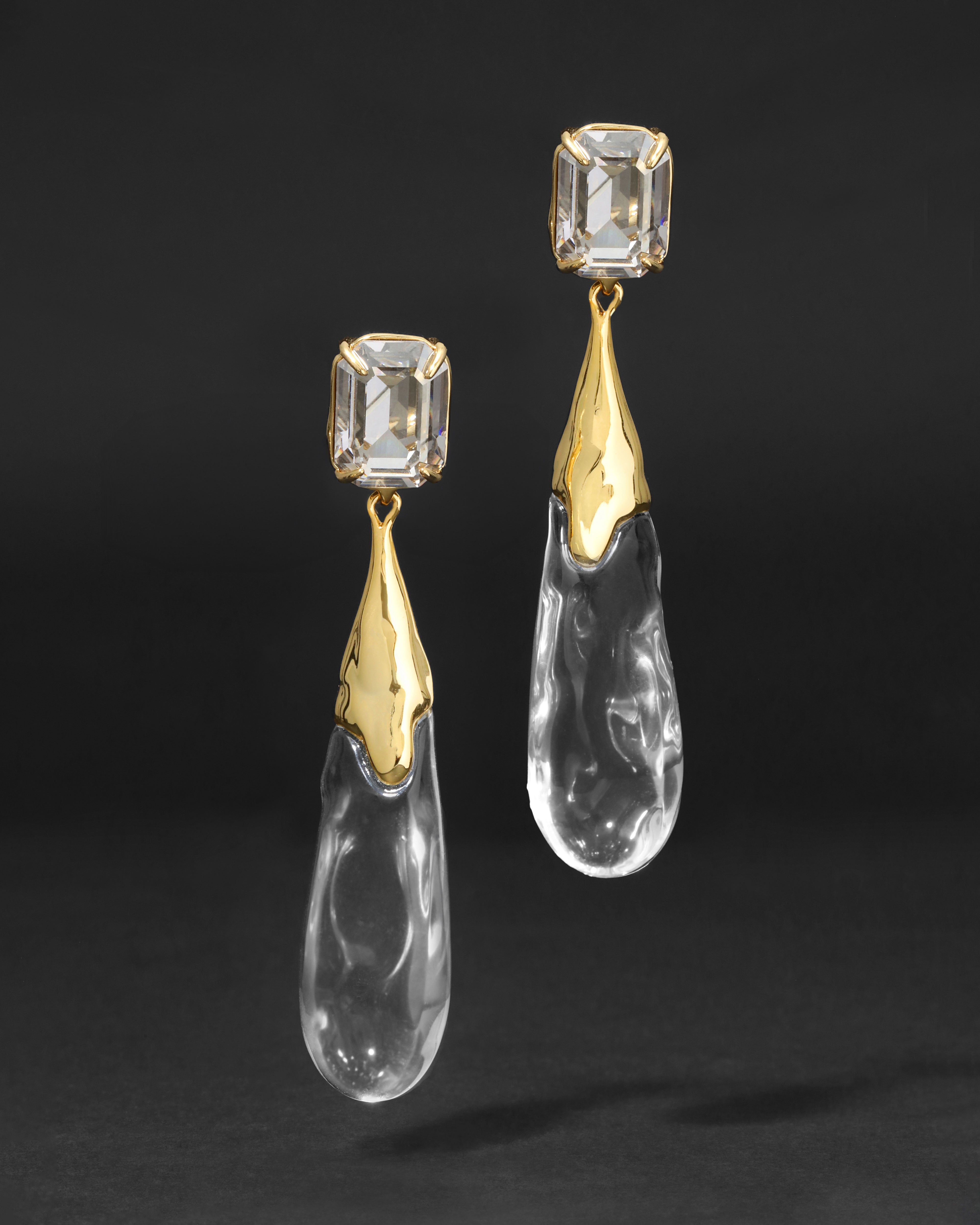 Bonbon Crystal Large Teardrop Earring Clear