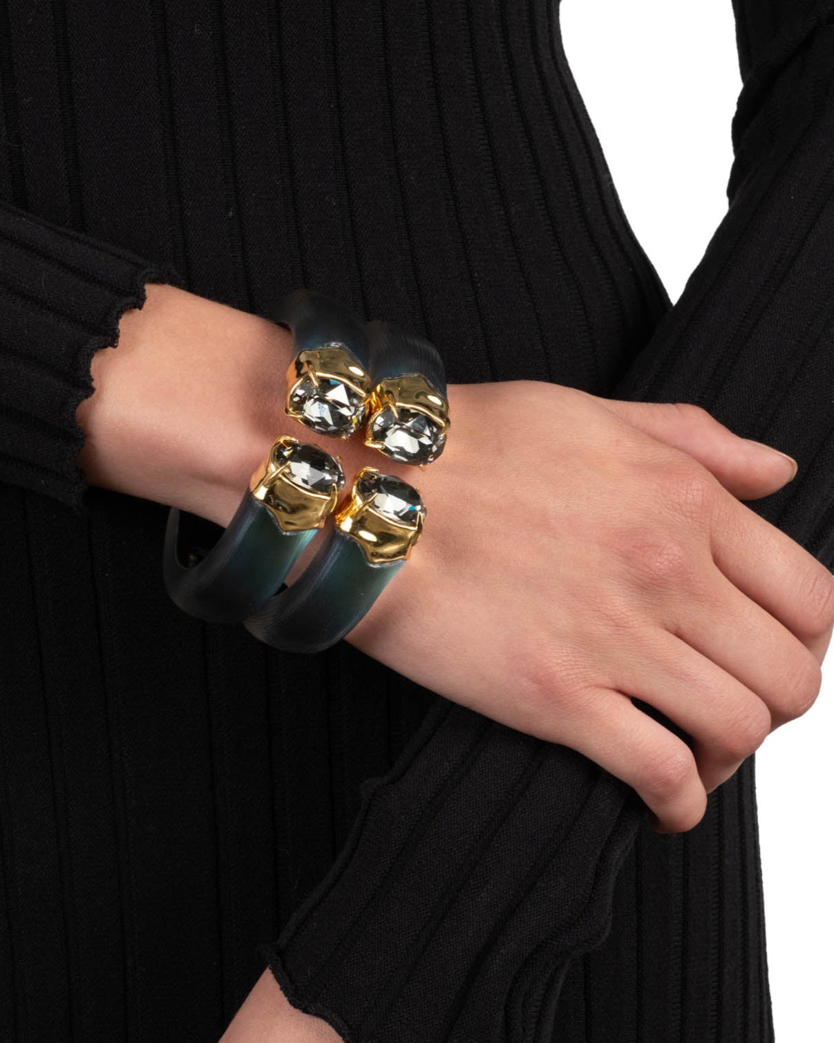 Bonbon Crystal Lucite Hinge Bracelet- Black Beetle - Photo 2