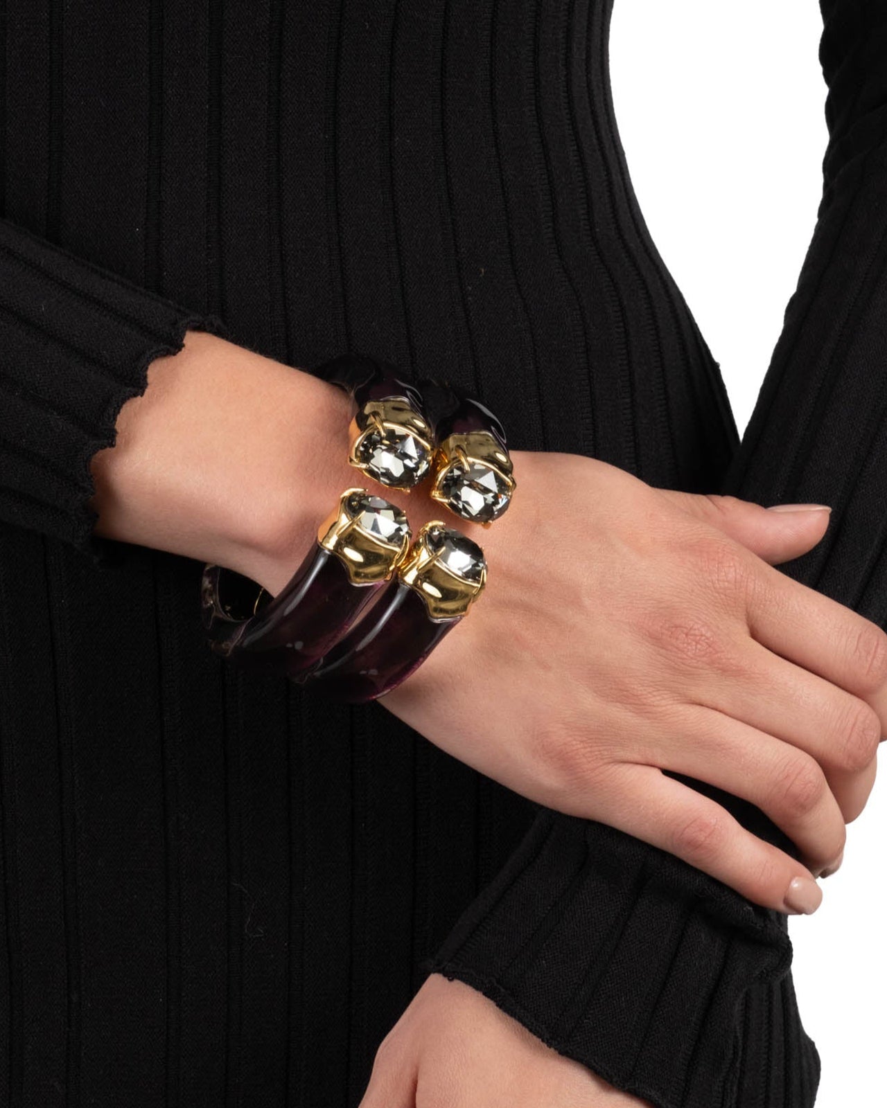 Bonbon Crystal Lucite Hinge Bracelet- Black Cherry - Photo 2