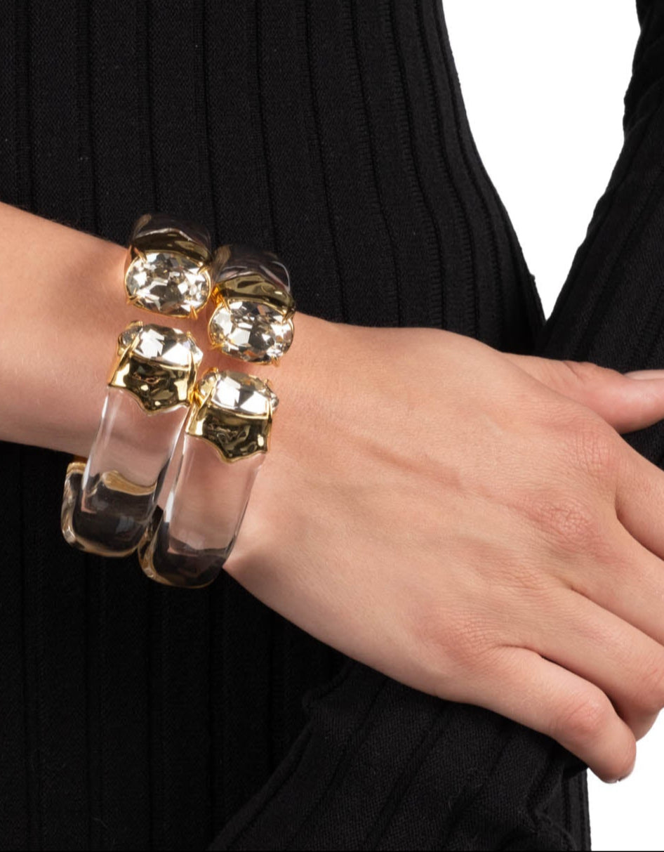 Designer Bangle Bracelets: Lucite, Gold, & Silver | Stack