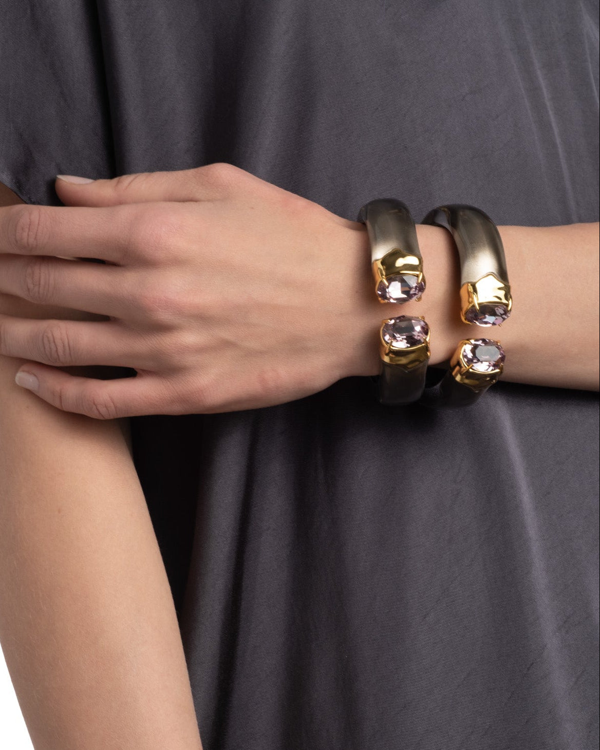 Bonbon Crystal Lucite Hinge Bracelet- Dune - Photo 2