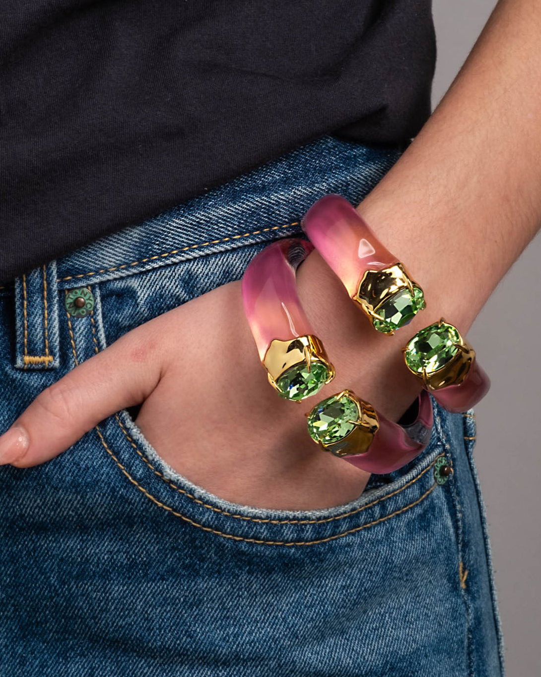 Bonbon Crystal Lucite Hinge Bracelet- Sweet Melon - Photo 2