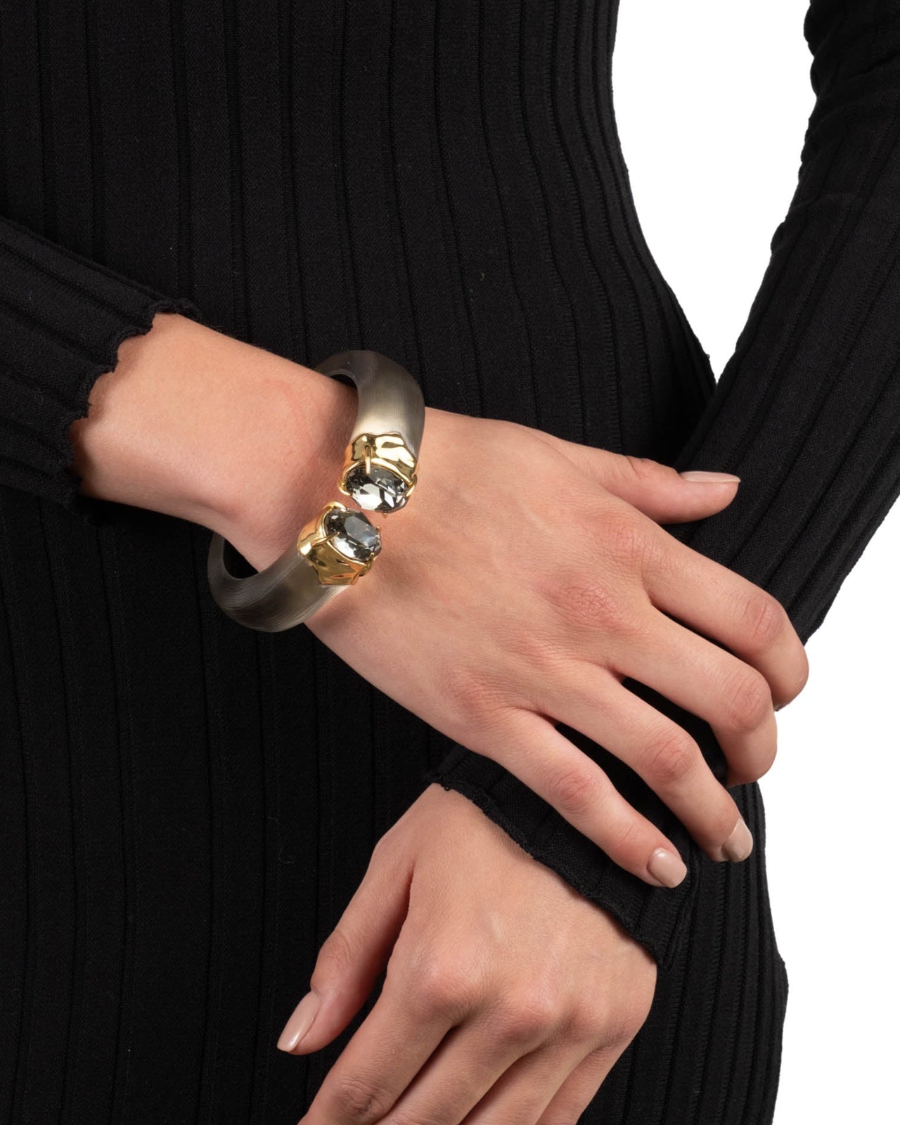 Bonbon Crystal Lucite Hinge Bracelet- Warm Grey - Photo 2