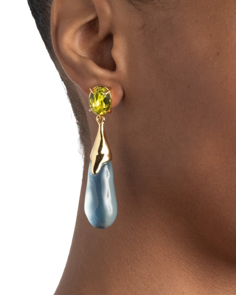 Bonbon Crystal Small Teardrop Earring- Metallic Sky - Photo 2