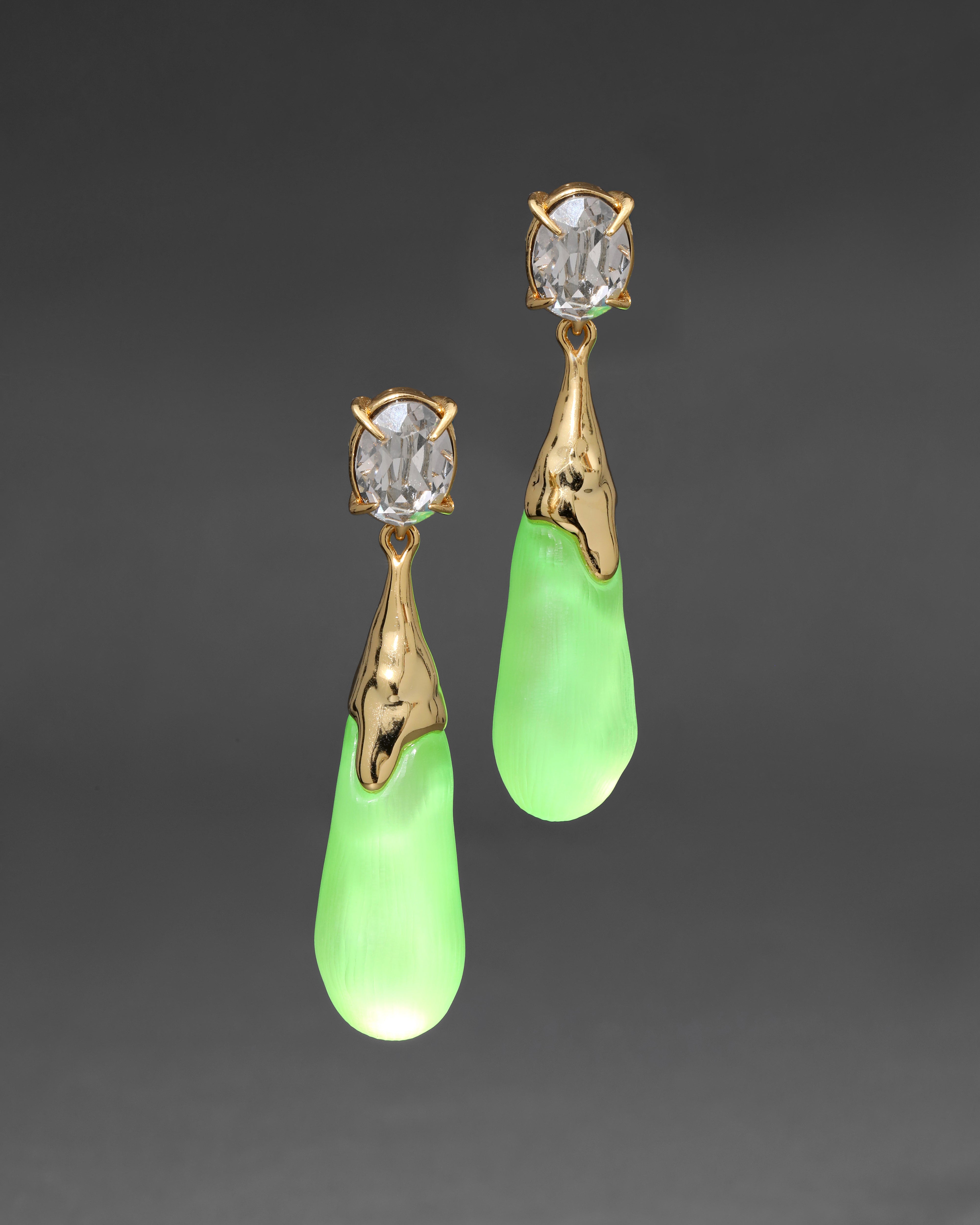 Bonbon Crystal Small Teardrop Earring- Neon Green