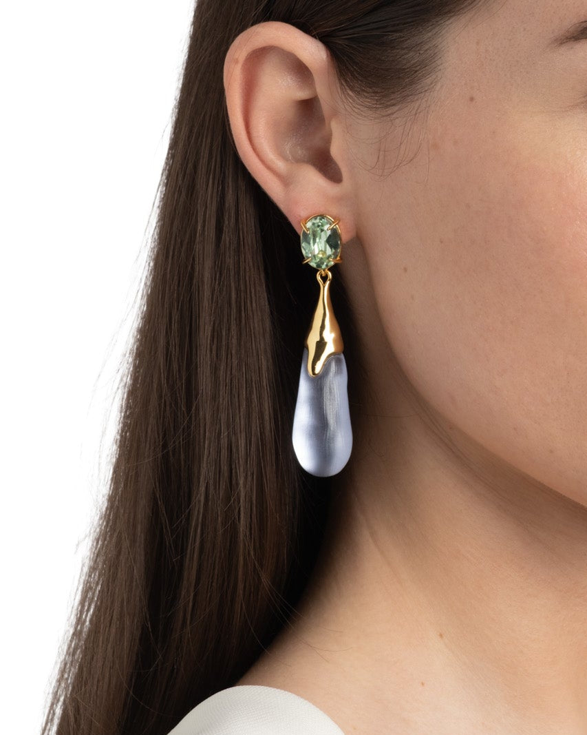 Bonbon Crystal Small Teardrop Earring- Steel Blue - Photo 2