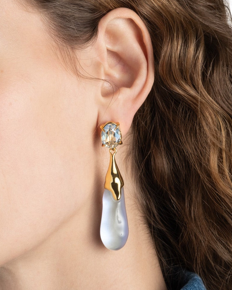 Bonbon Crystal Small Teardrop Earring- White Opal - Photo 2