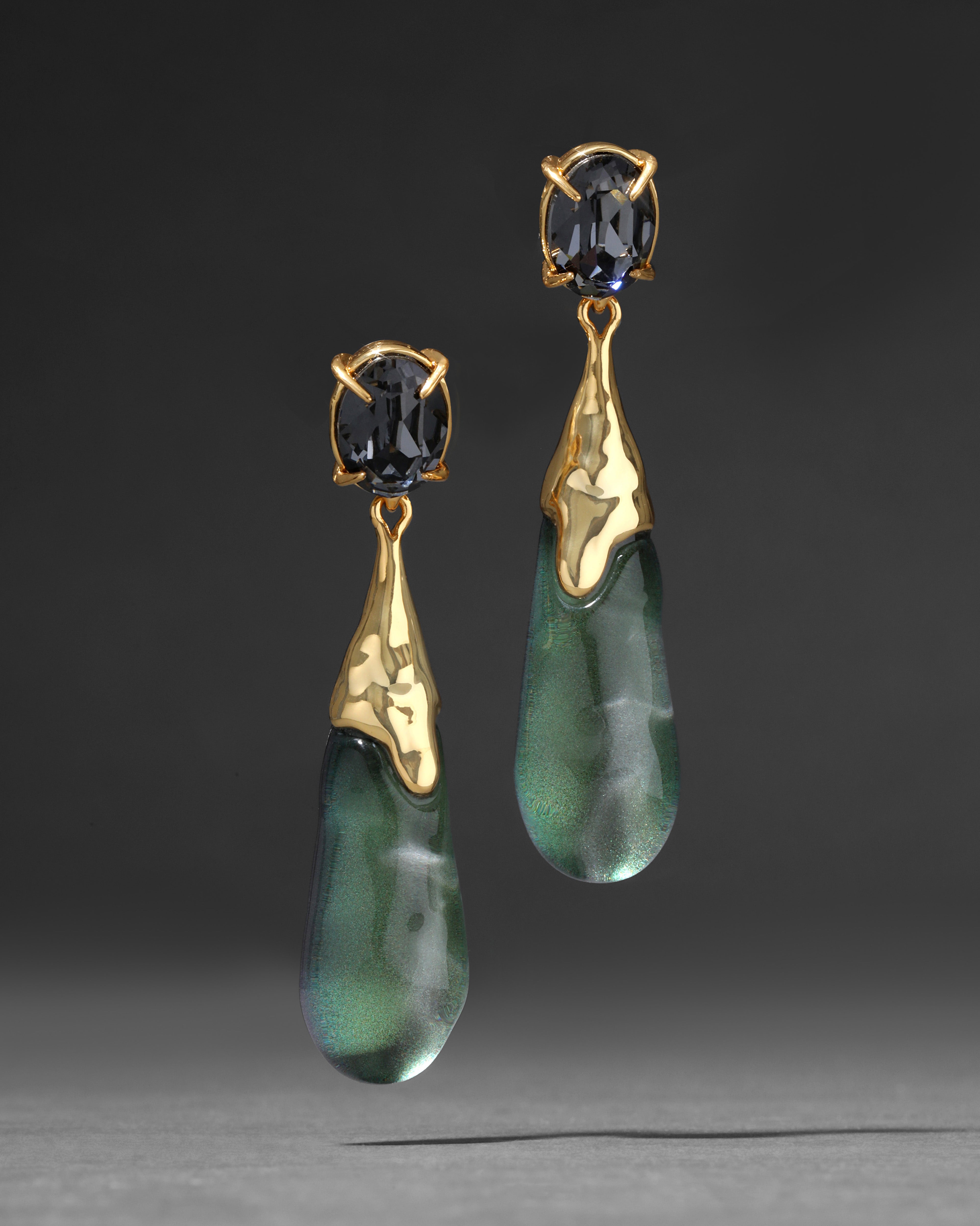 Bonbon Crystal Small Teardrop Lucite Earring Scarab