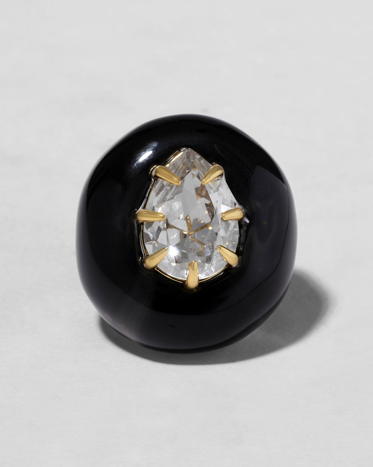 Bonbon Crystal Teardrop Lucite Ring- Onyx - Photo 2