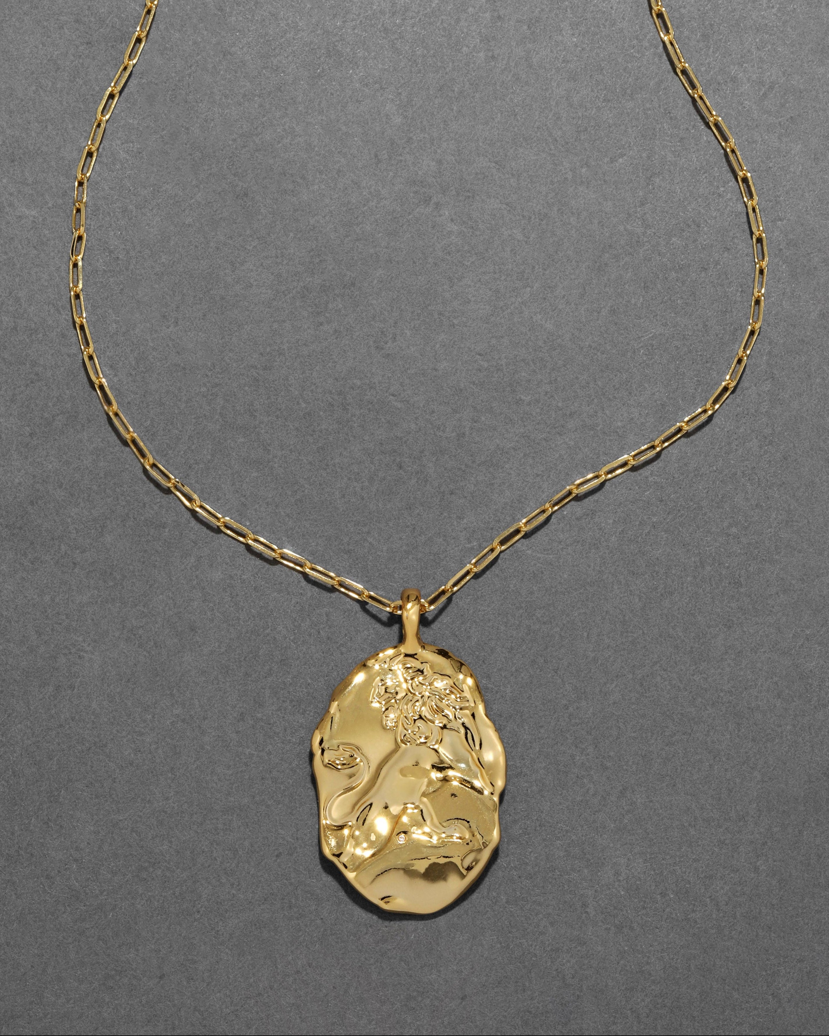 Brut Lion Charm Pendant Necklace