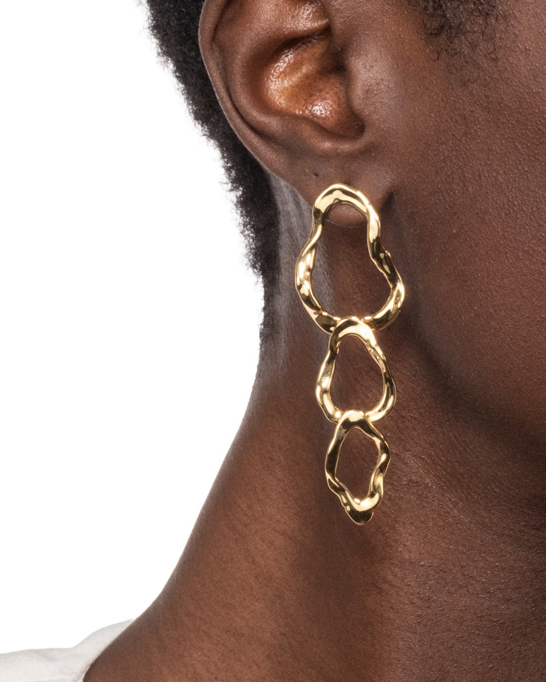 Brut Gold Triple Link Post Earring - Photo 2