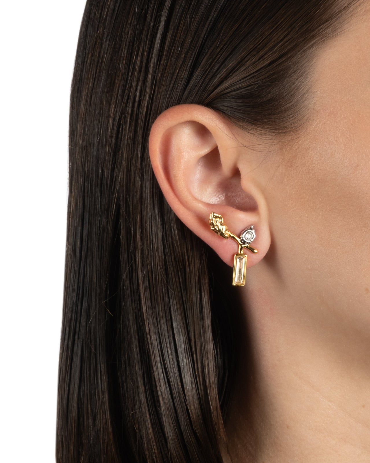 Brut Cluster Ear Climber Stud Earring- White - Photo 2