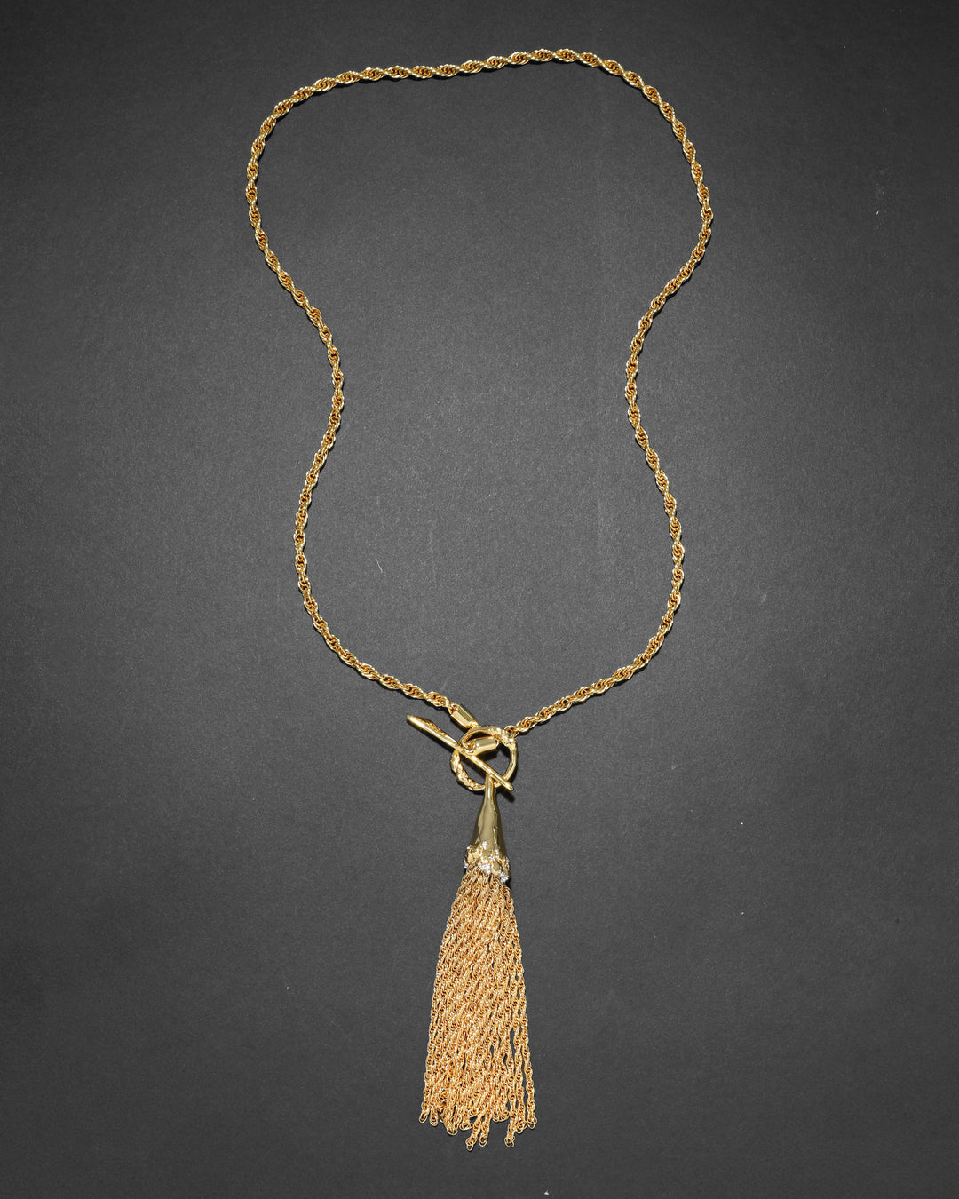 Alexis Bittar Brut Gold Long Tassel Necklace