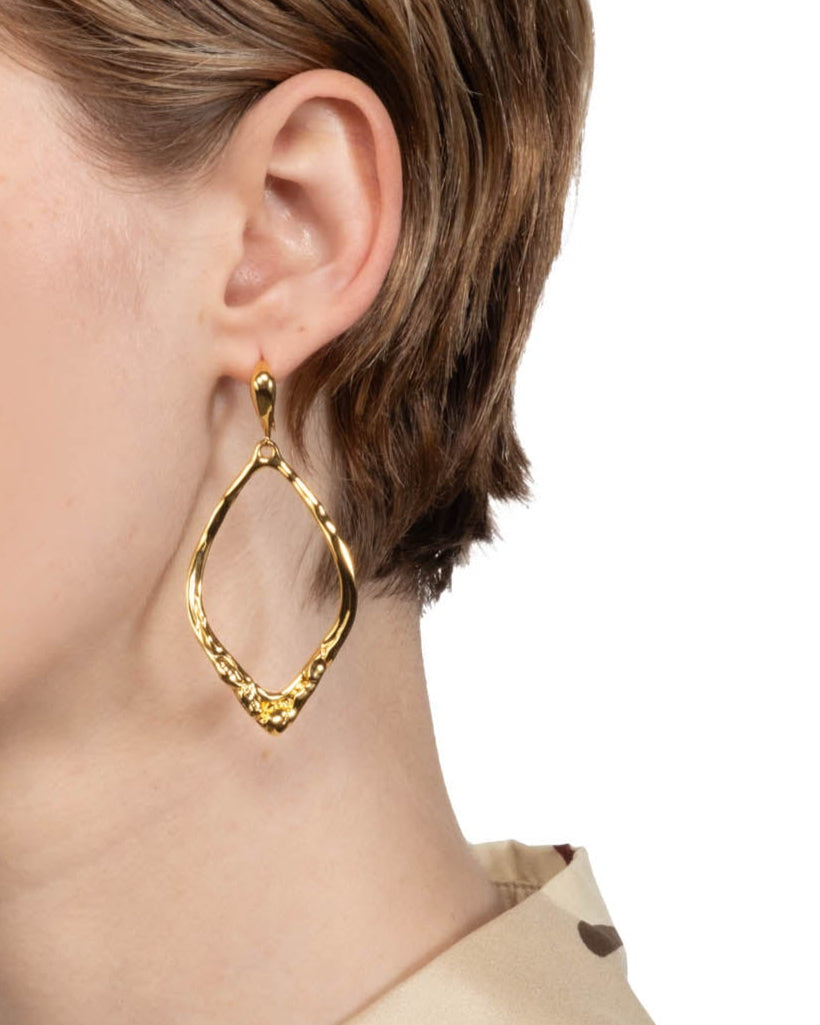 Brut Gold Open Teardrop Leverback Earring - Photo 2