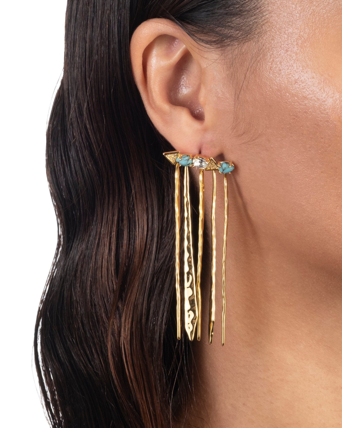 Brut Gold Stone Fringe Earring - Photo 2