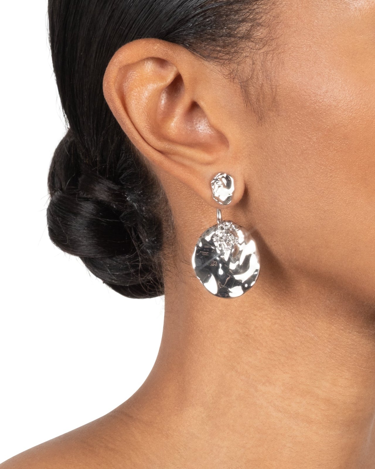 Brut Silver Coin Front Back Earring - Photo 2