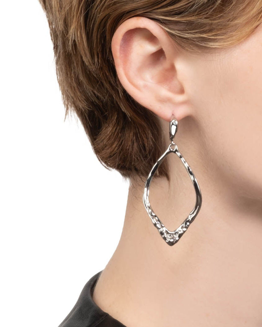 Brut Silver Open Teardrop Leverback Earring - Photo 2