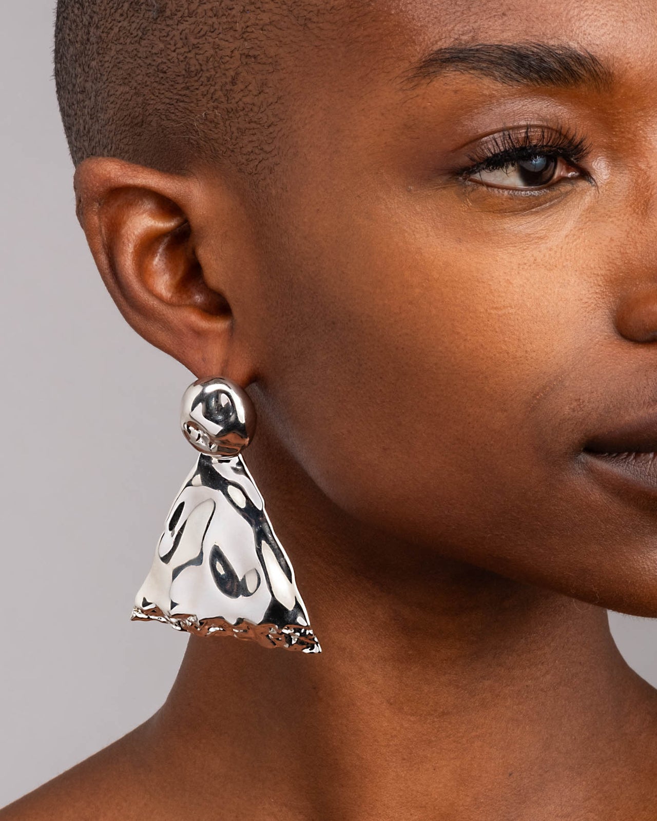 Brut Silver Triangle Post Earring - Photo 2