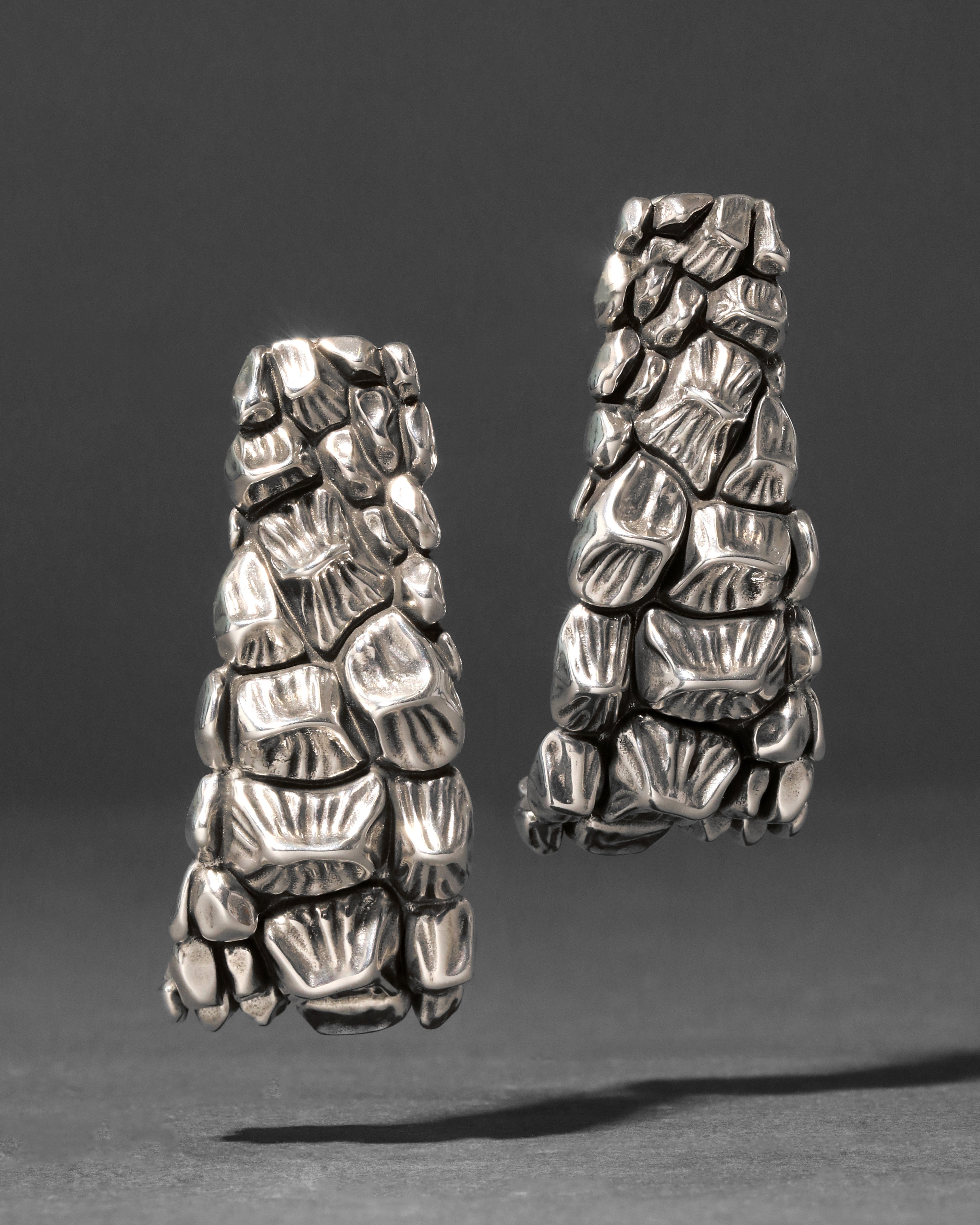 Brut Sterling Croco Hoop Earring