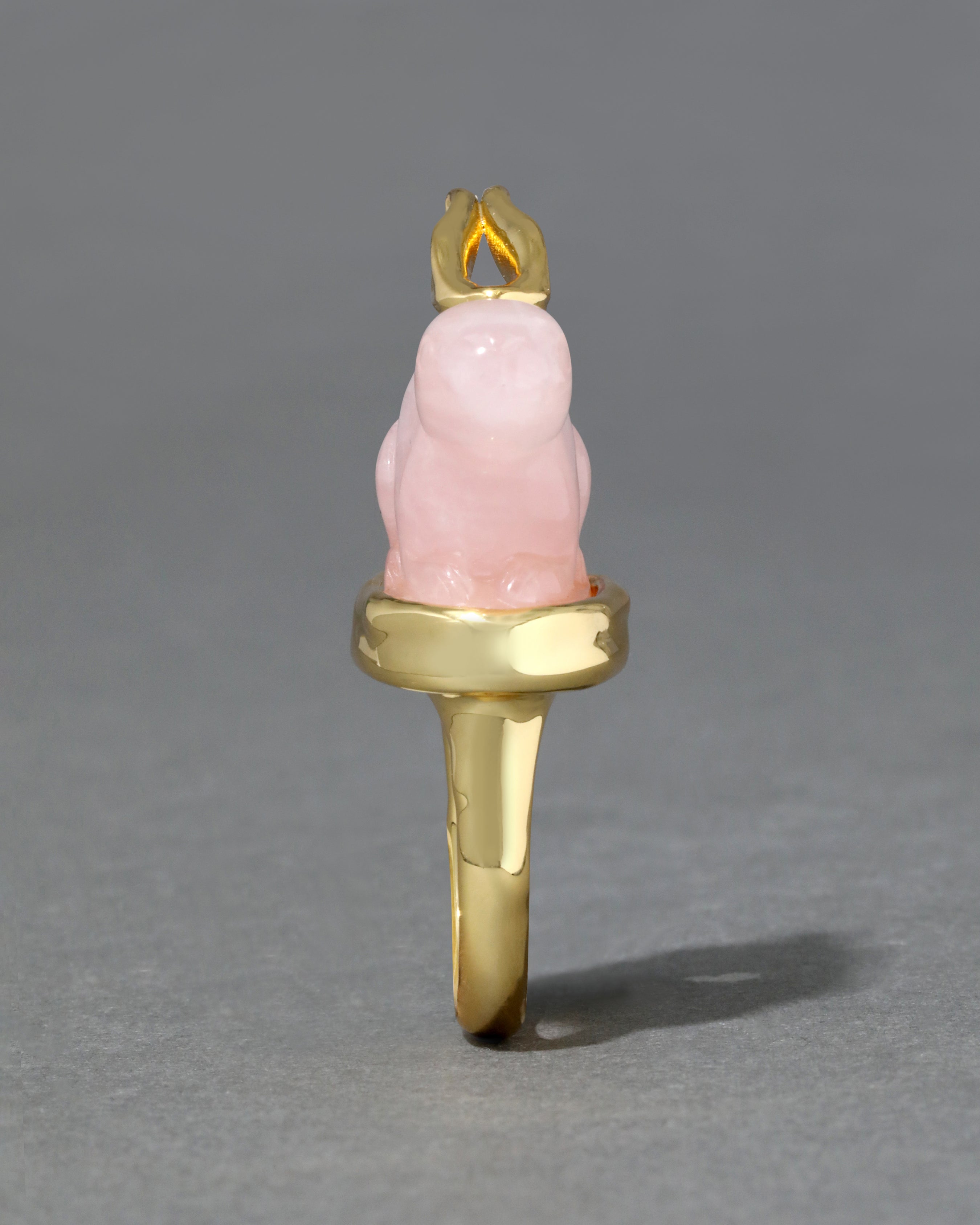 Bunny Pendant Ring Made of Rose Quartz | Pink Bunny Ring