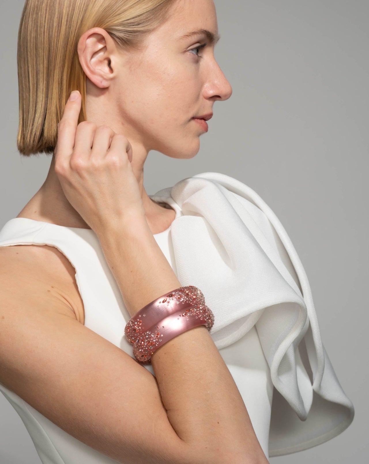 Confetti Crystal Lucite Hinge Bracelet- Muted Pink - Photo 2