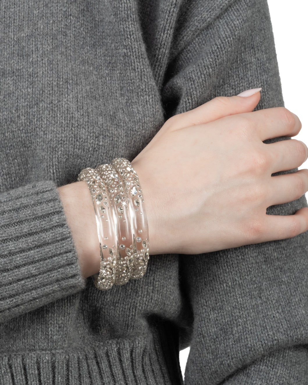 Confetti Crystal Lucite Skinny Hinge Bangle - Photo 2