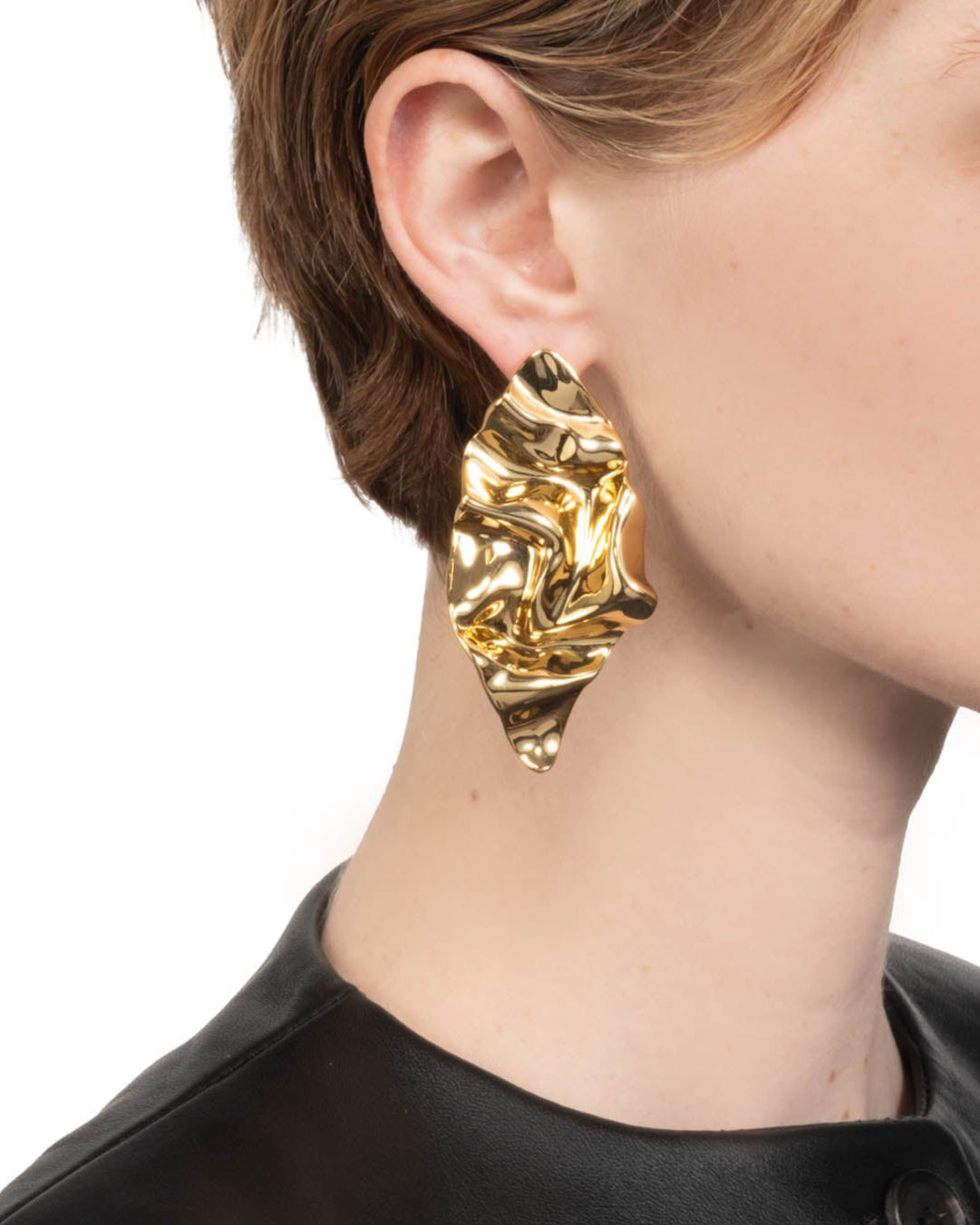 Crumpled Large Post Earring- Gold - Photo 2
