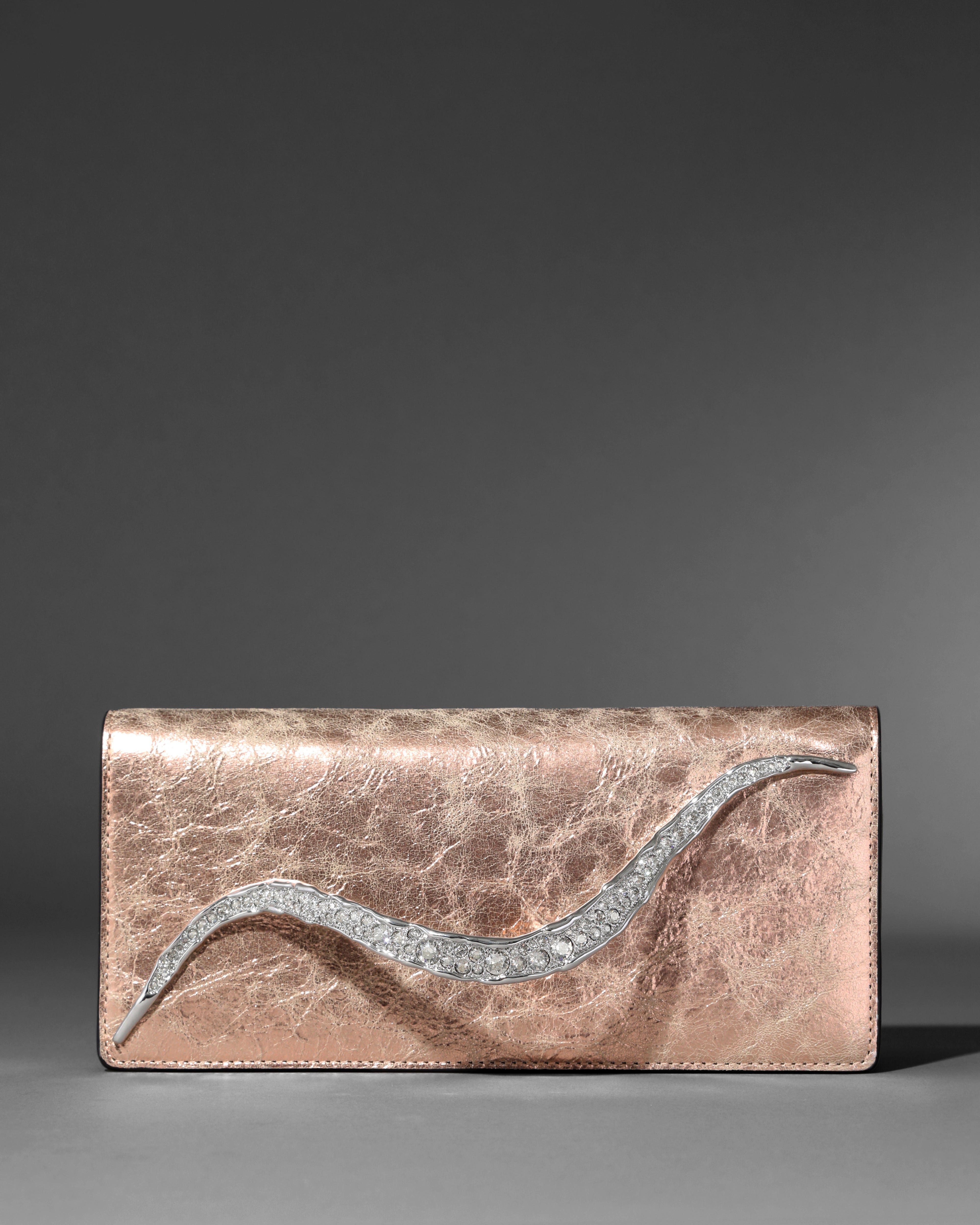 Crystal Curve Clutch Crushed Rose Gold