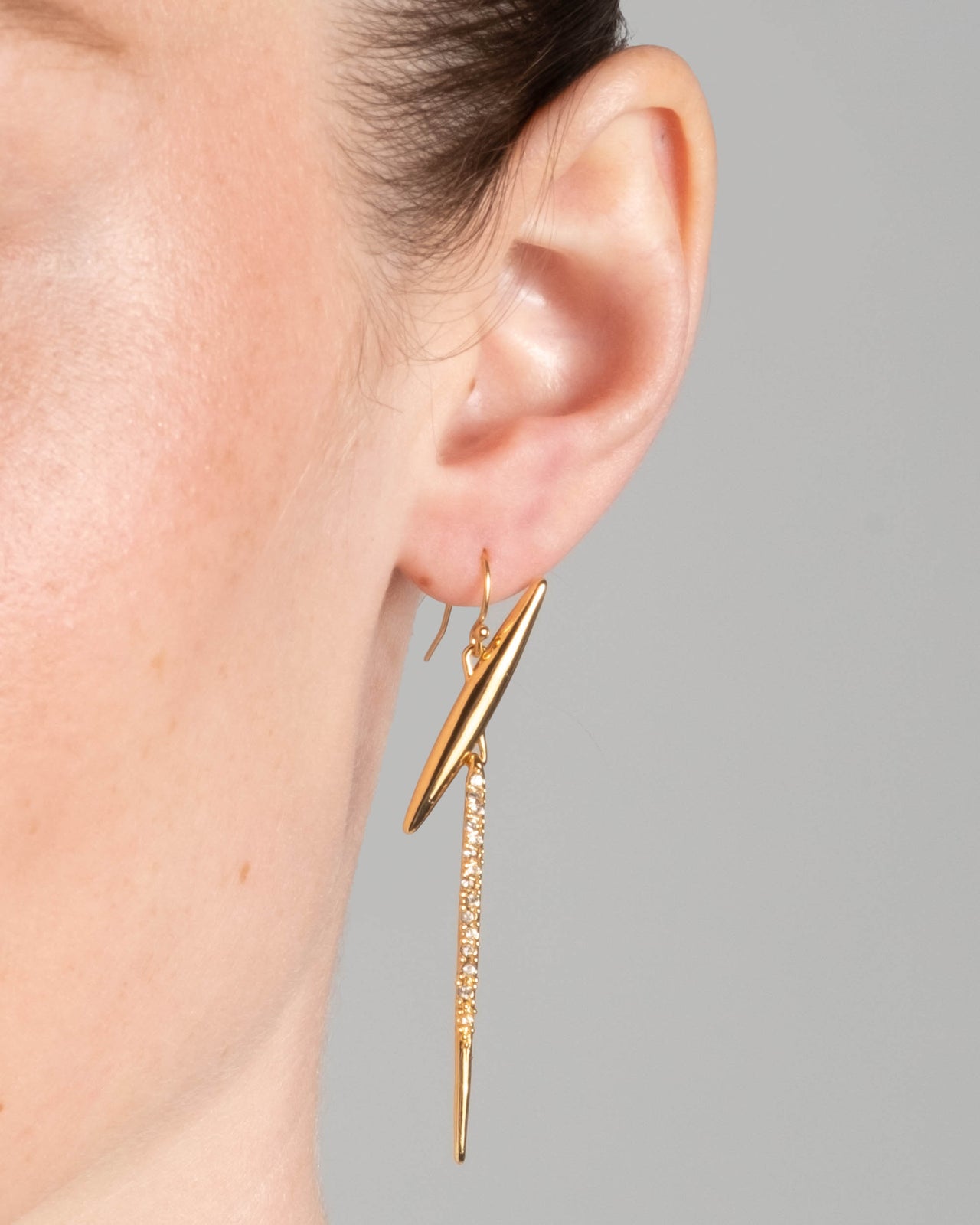 Crystal Encrusted Spike Wire Earring- Gold - Photo 2