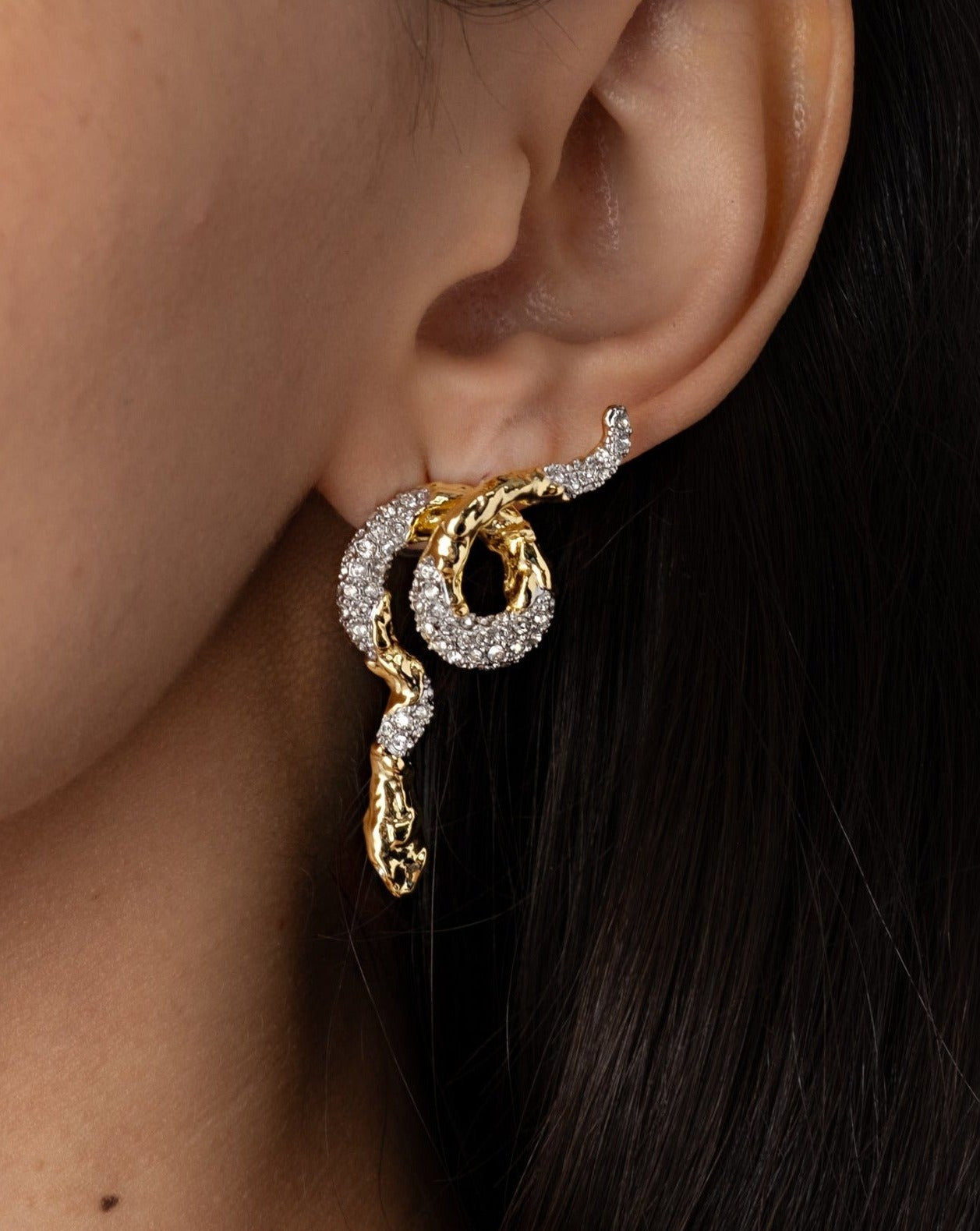 Crystal Pave Serpent Crawler Earring - Photo 2