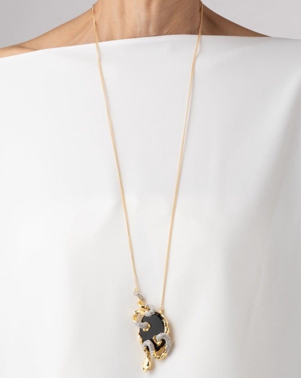 Crystal Pave Serpent Onyx Necklace - Photo 2